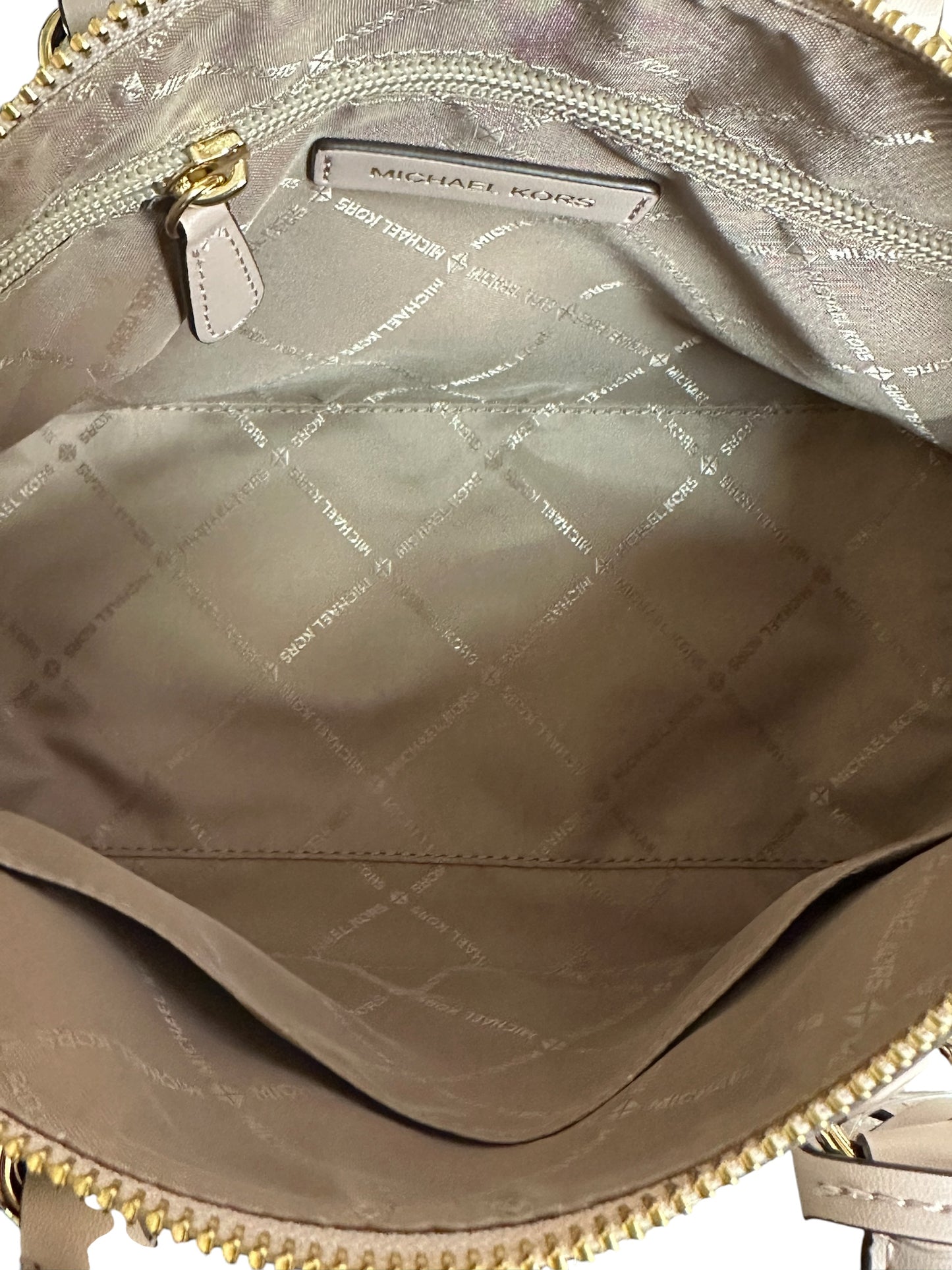 Handbag Designer By Michael Kors In Cream & Pink, Size:Medium