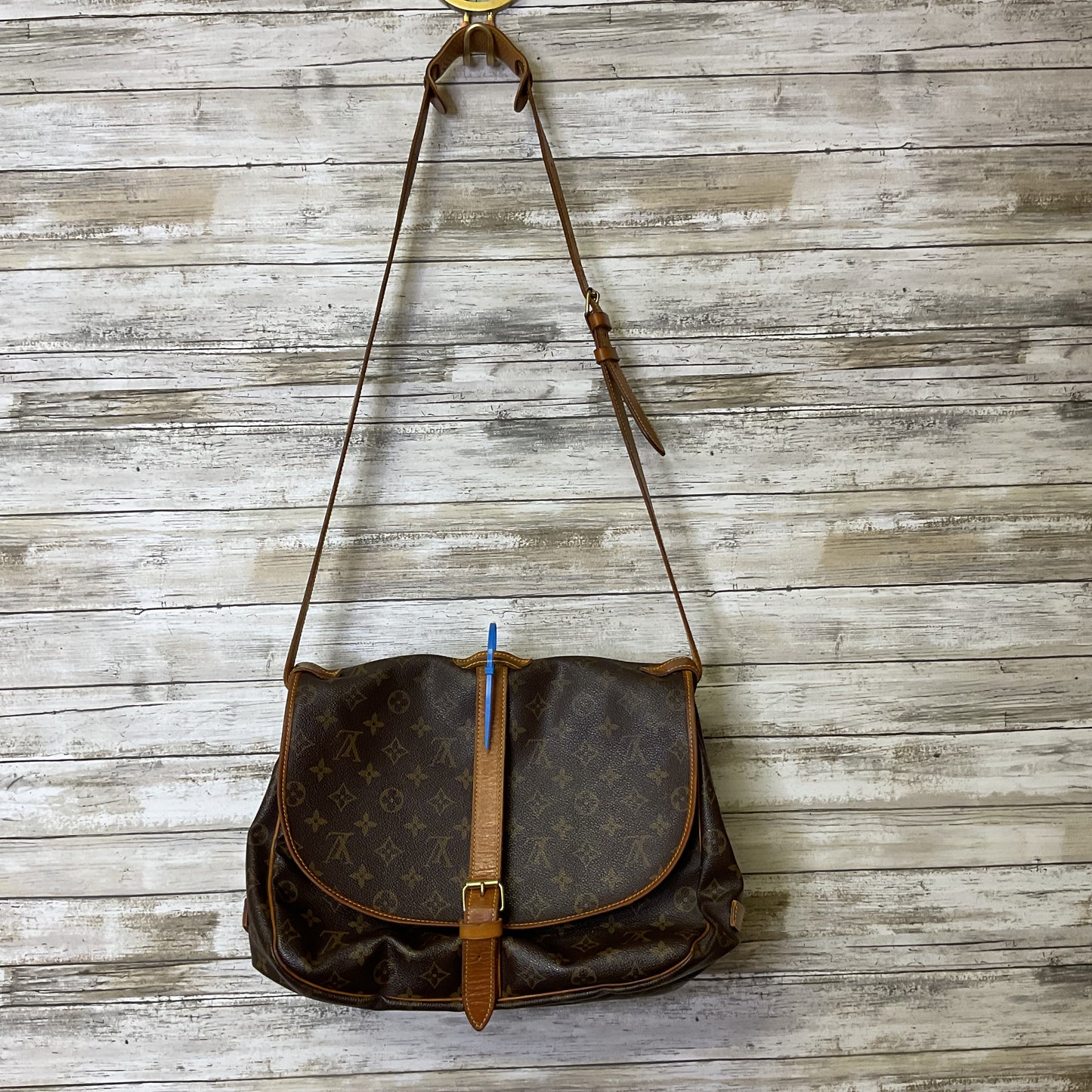 Handbag Luxury Designer By Louis Vuitton In Brown, Size:Large