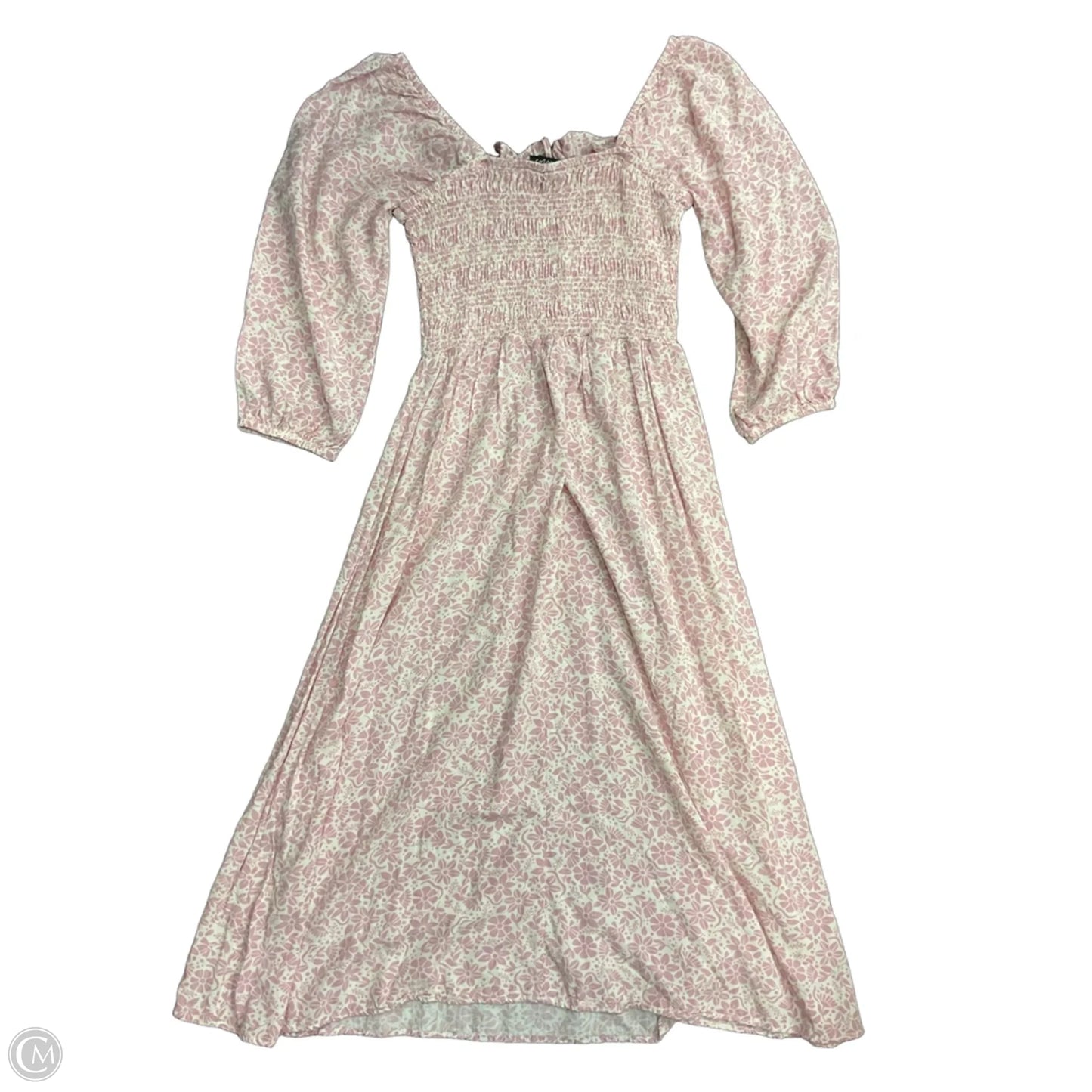 Dress Casual Midi By Cmc In Pink & White, Size: M