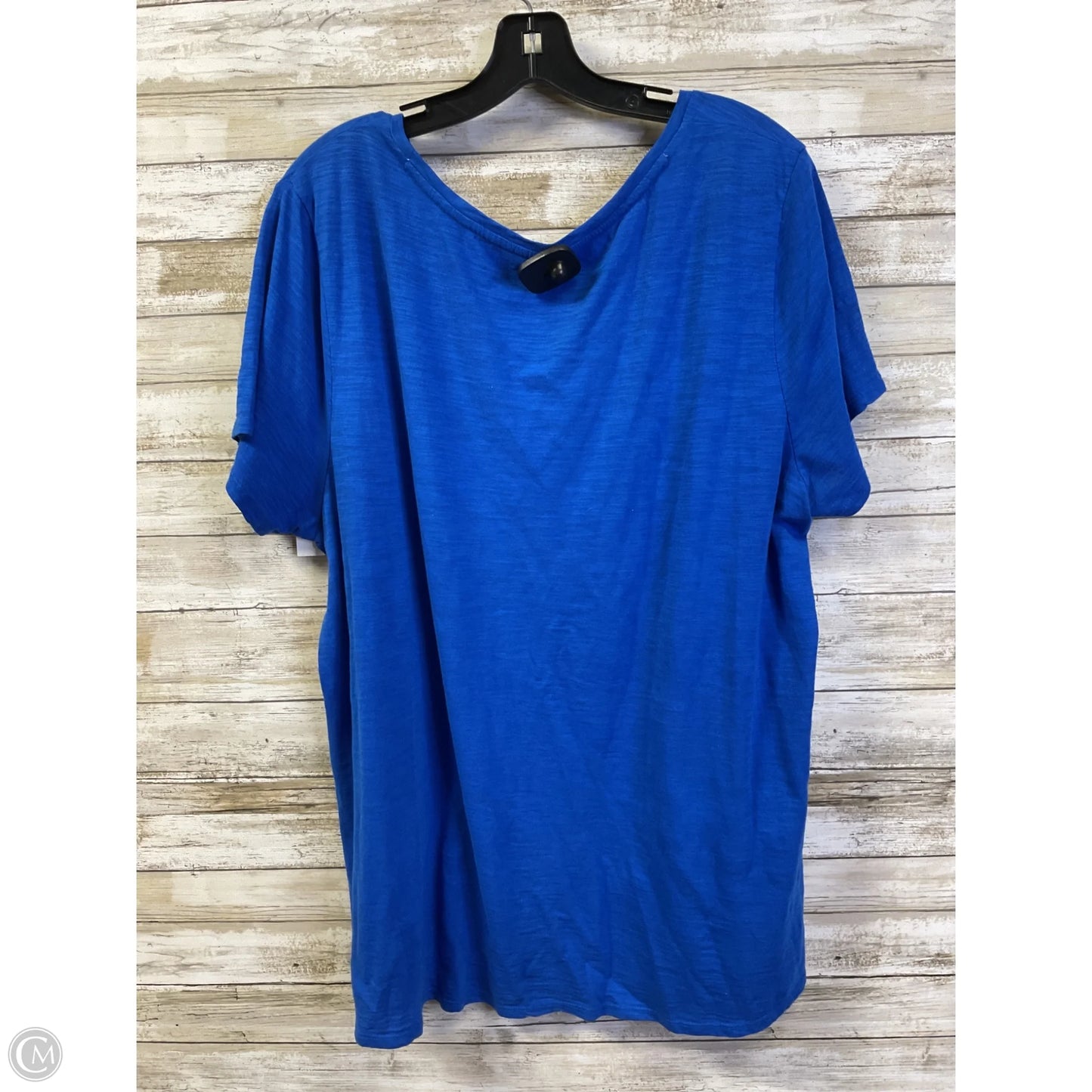 Top Short Sleeve By Kim Rogers In Blue & Red & White, Size: 1x