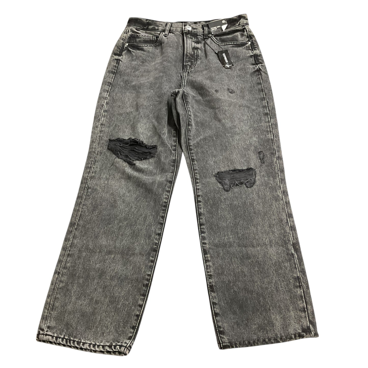 Jeans Straight By Express In Black Denim, Size: 4