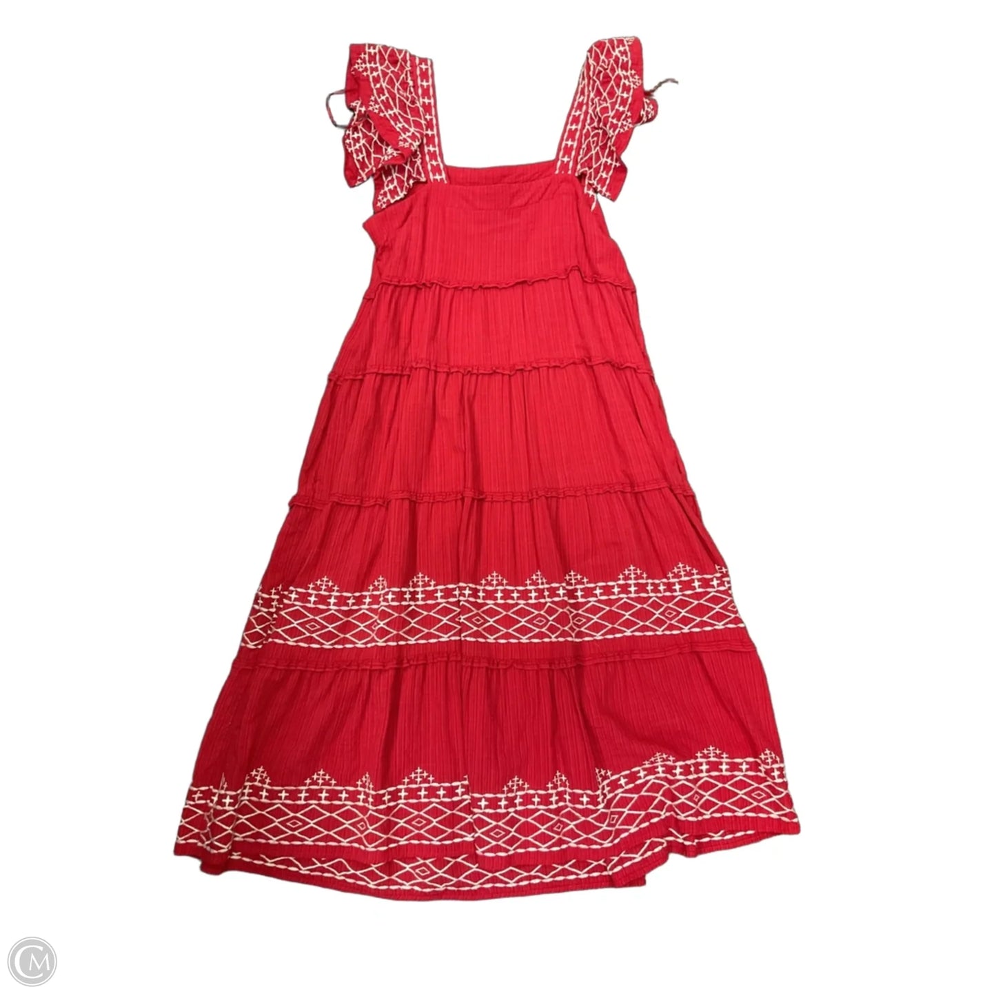 Dress Casual Midi By Knox Rose In Red & White, Size: S