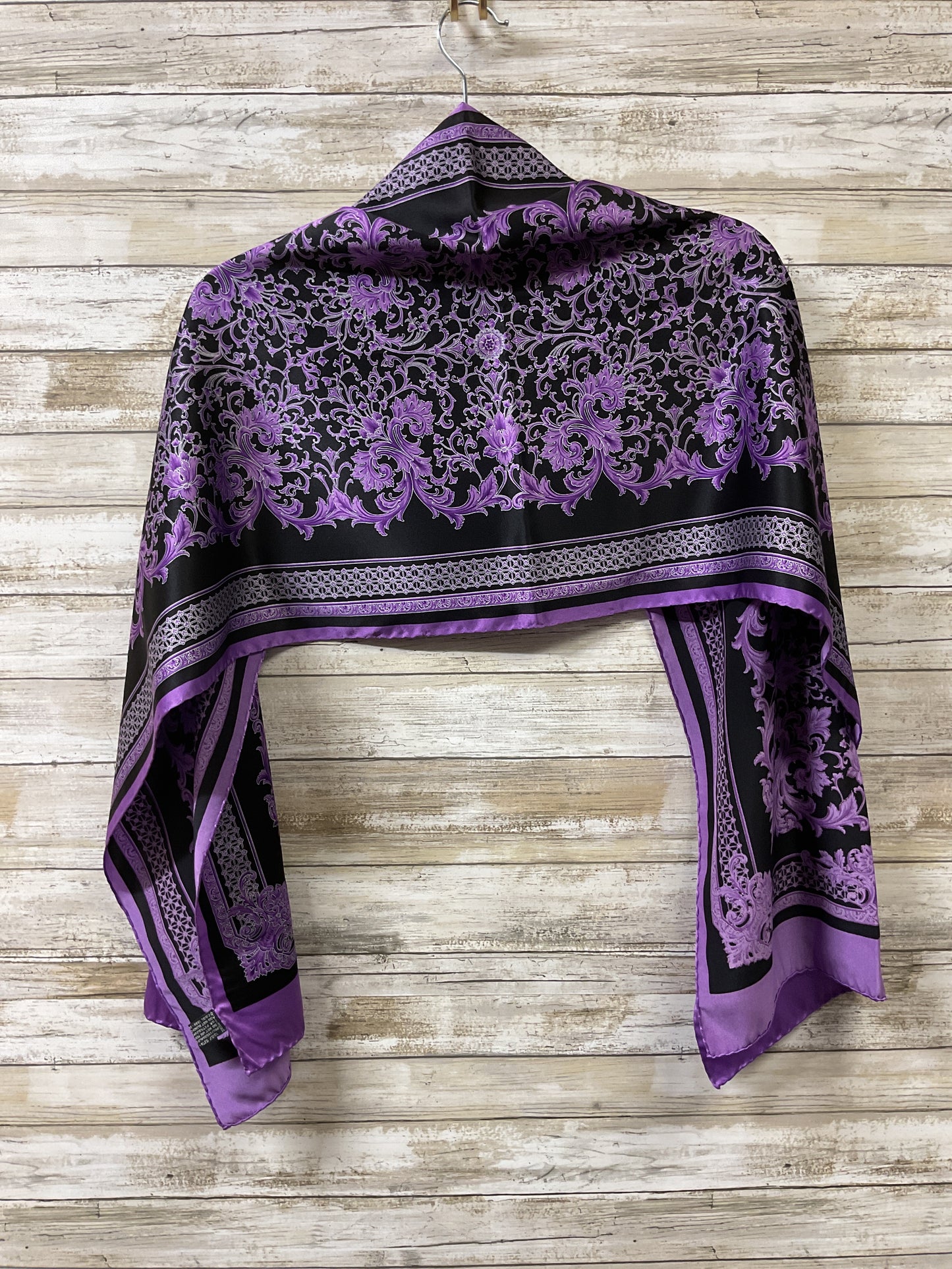 Scarf Luxury Designer By Versace In Black & Purple
