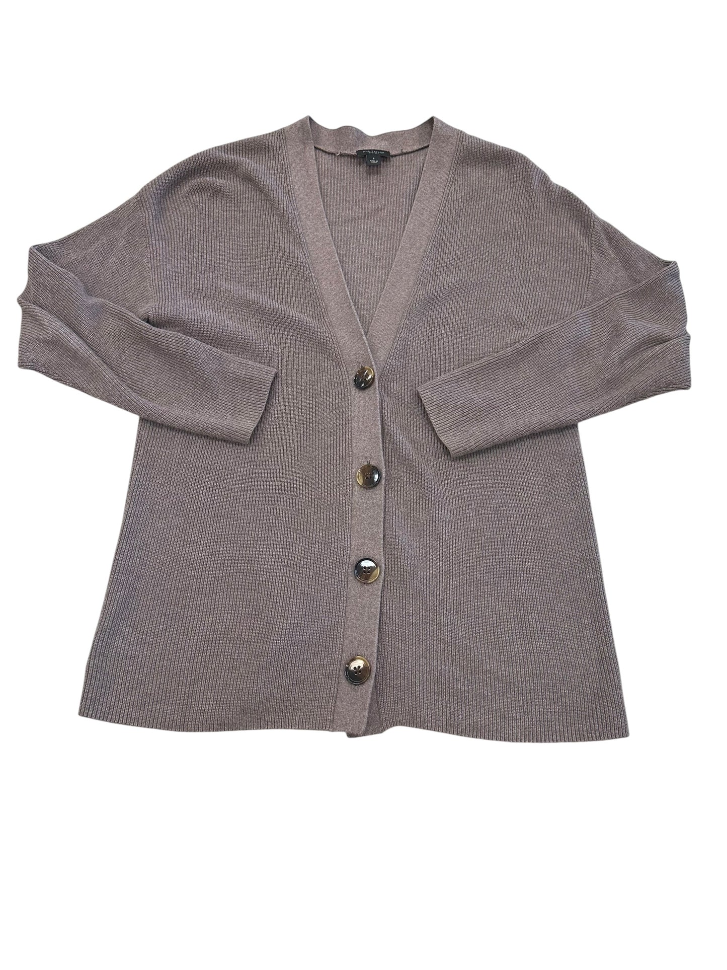 Sweater Cardigan By Ann Taylor In Taupe, Size:S