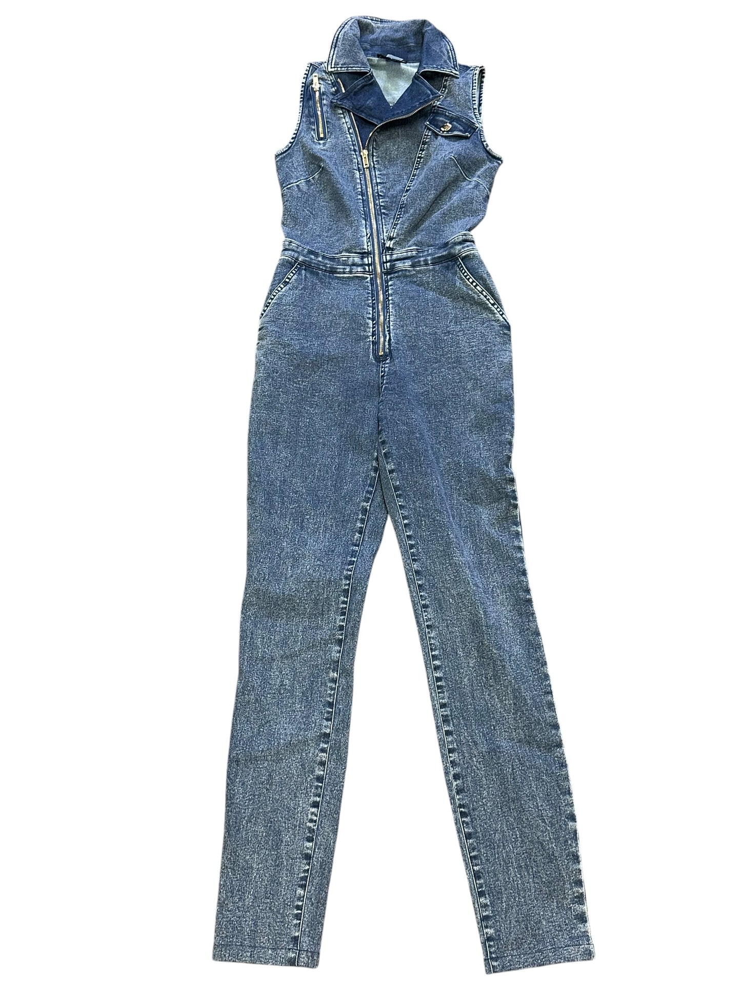 Jumpsuit By Venus In Blue Denim, Size:2