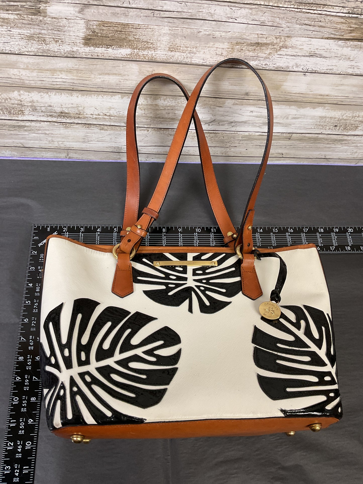 Handbag Designer By Brahmin In Tropical Print, Size:Large