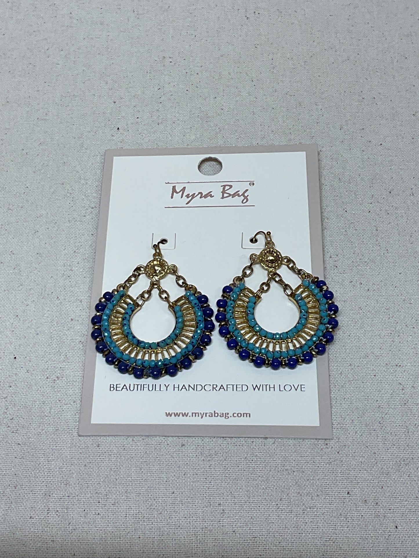Earrings Statement By Myra In Blue & Gold