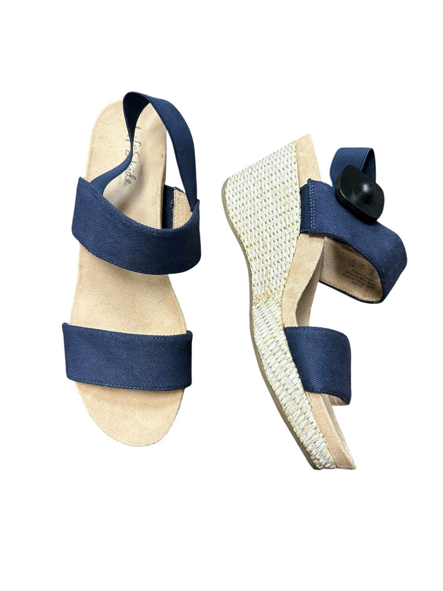 Sandals Heels Wedge By Life Stride In Navy, Size:10