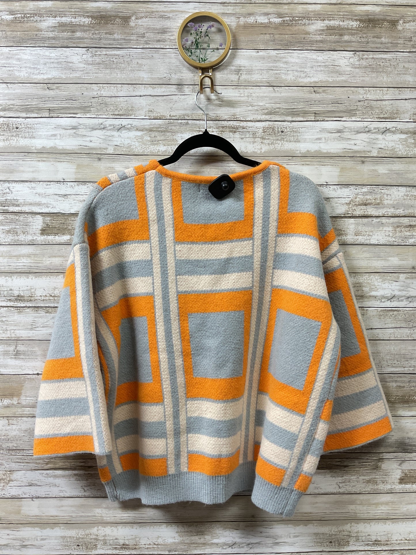 Sweater Cardigan By Cmc In Grey & Orange, Size:S