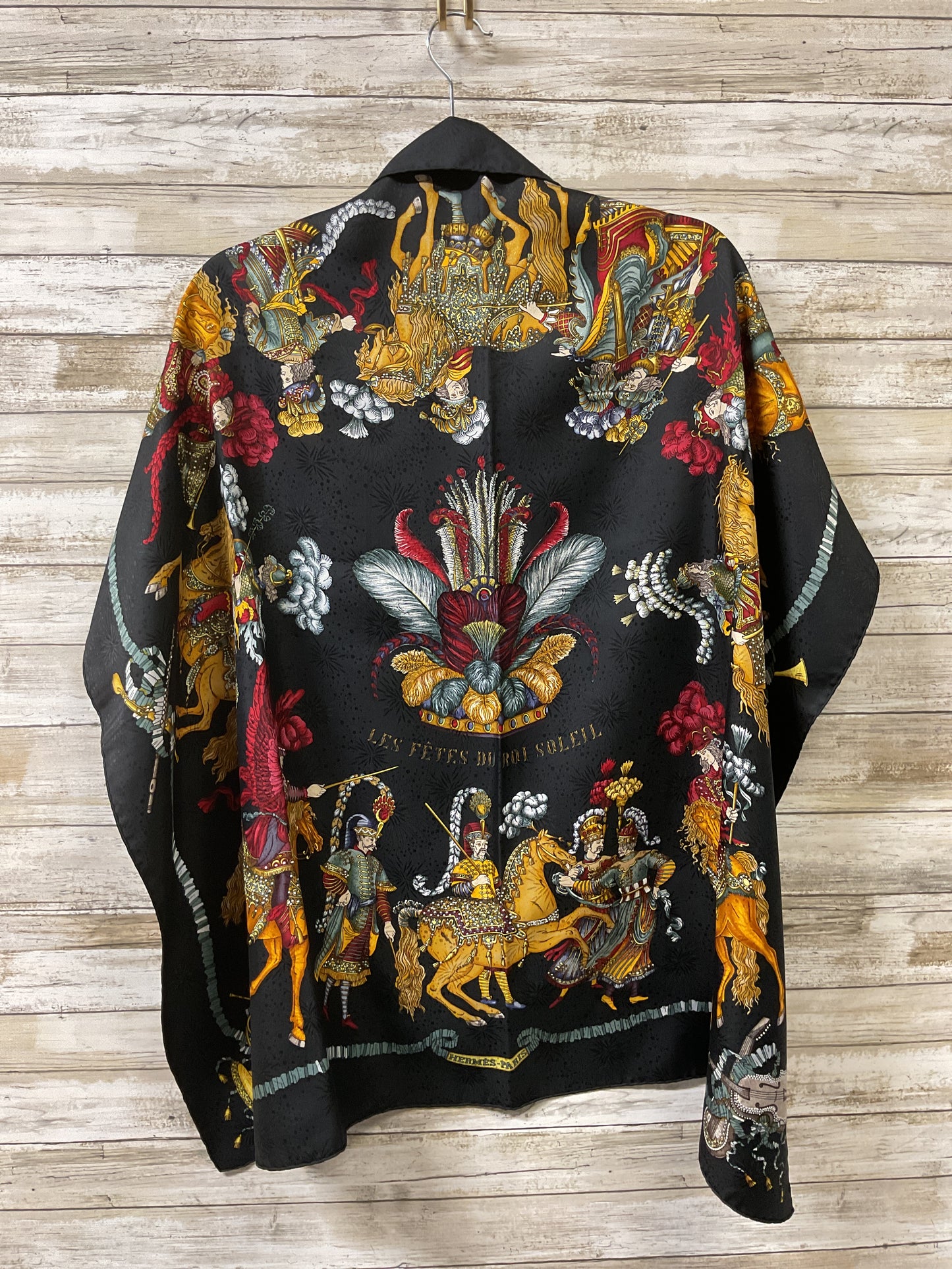 Scarf Luxury Designer By Hermes In Black & Gold