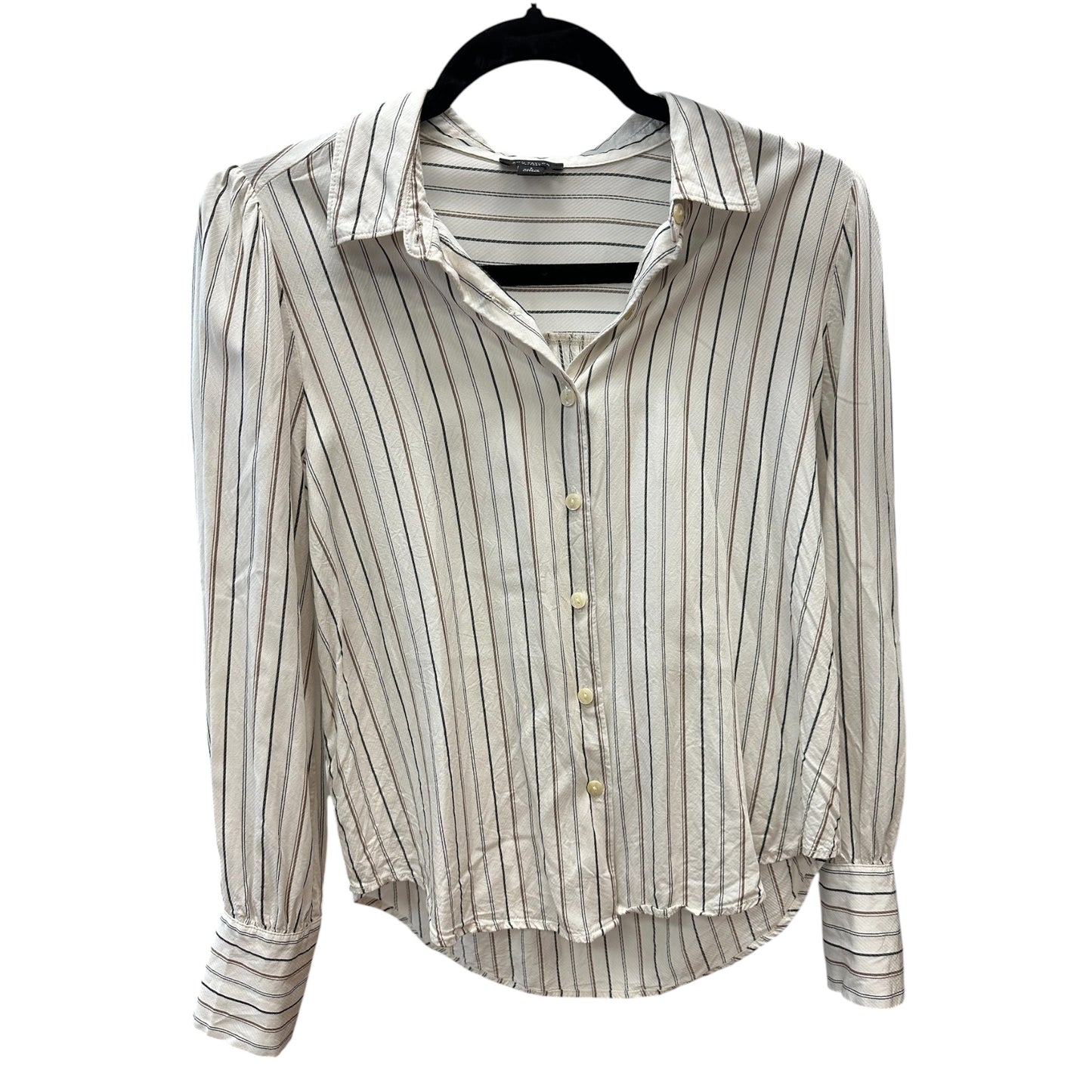Blouse Ls By Ann Taylor In Striped Pattern, Size:S