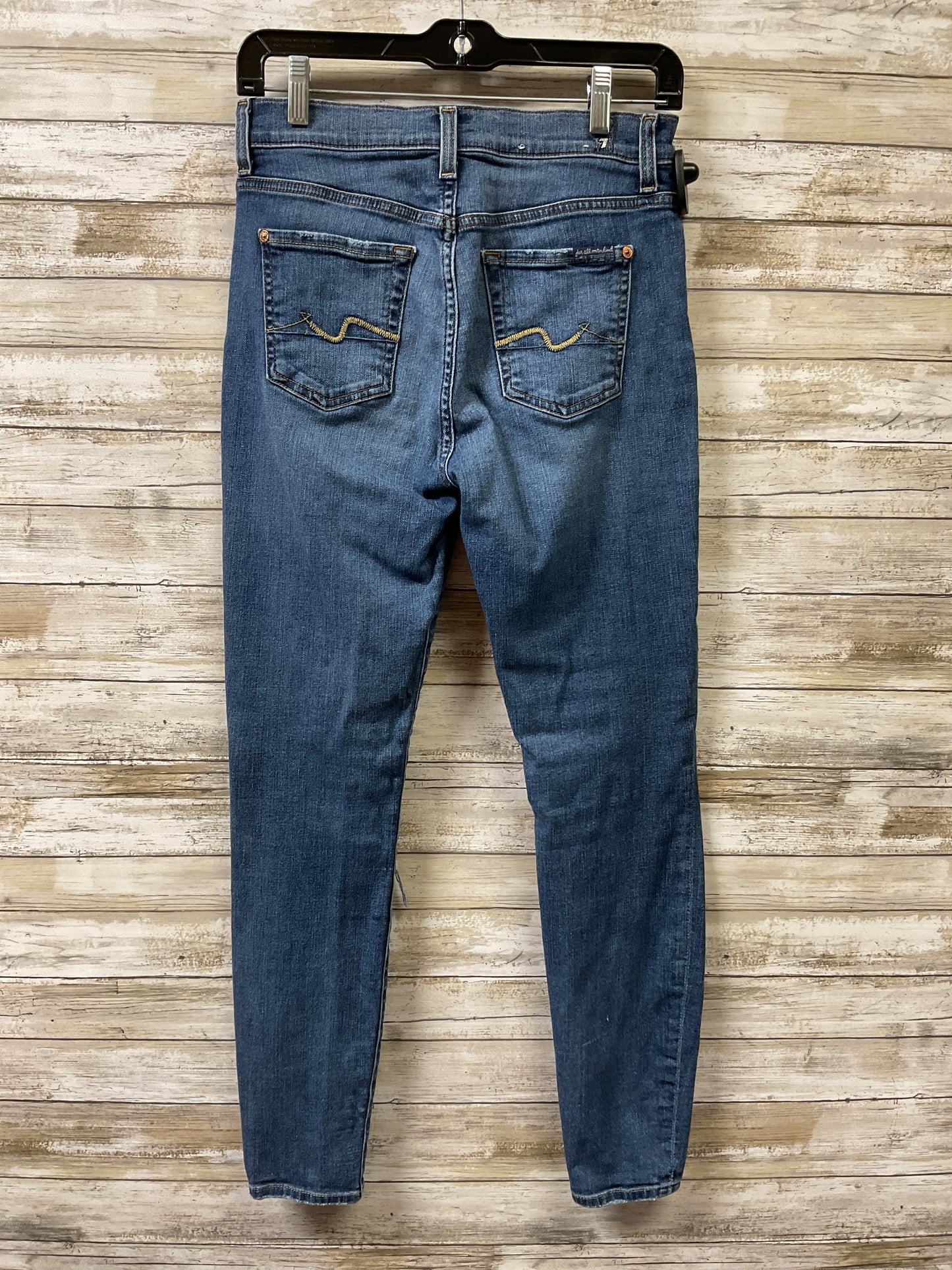 Jeans Skinny By 7 For All Mankind In Blue Denim, Size:4