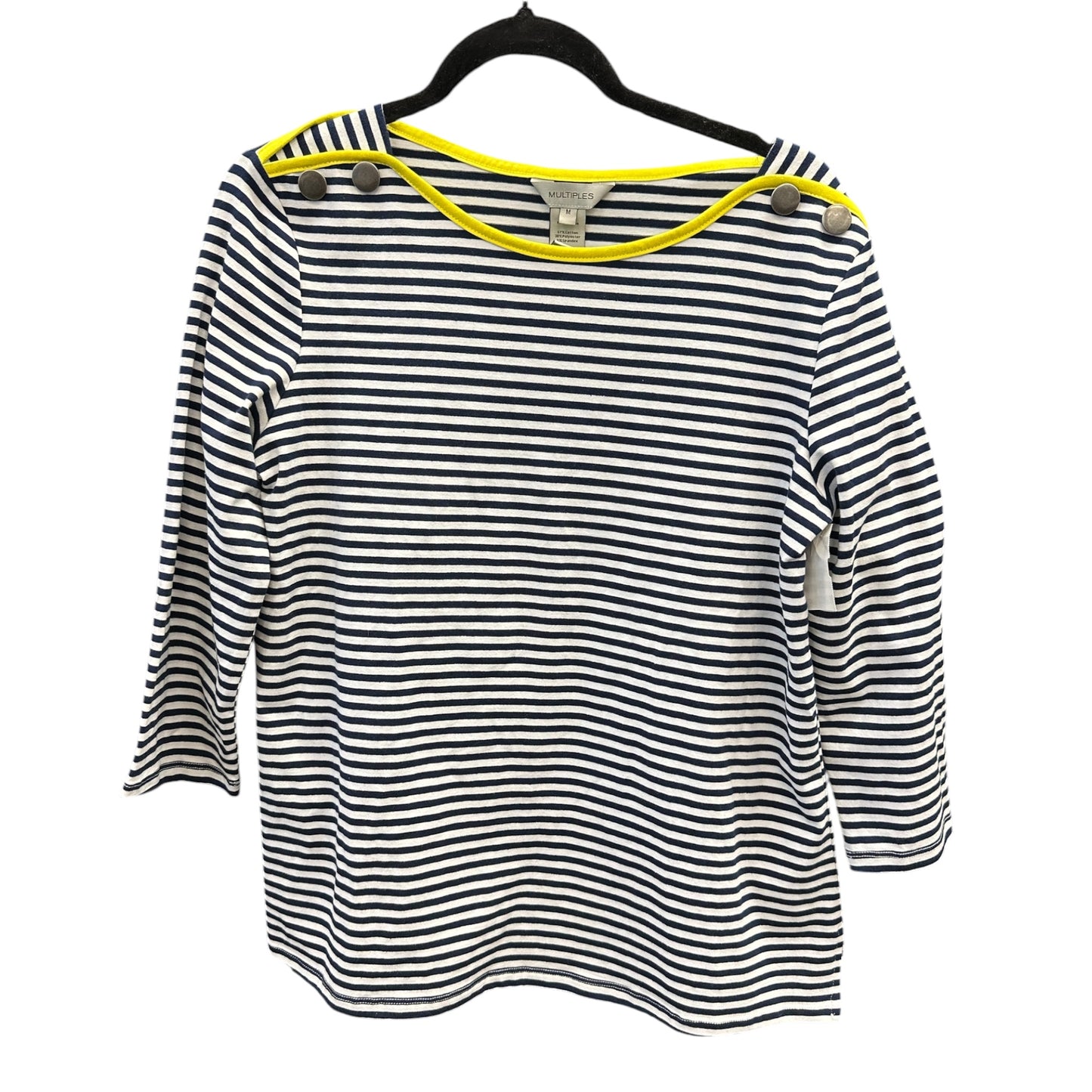 Top 3/4 Sleeve By Multiples In Striped Pattern, Size:M