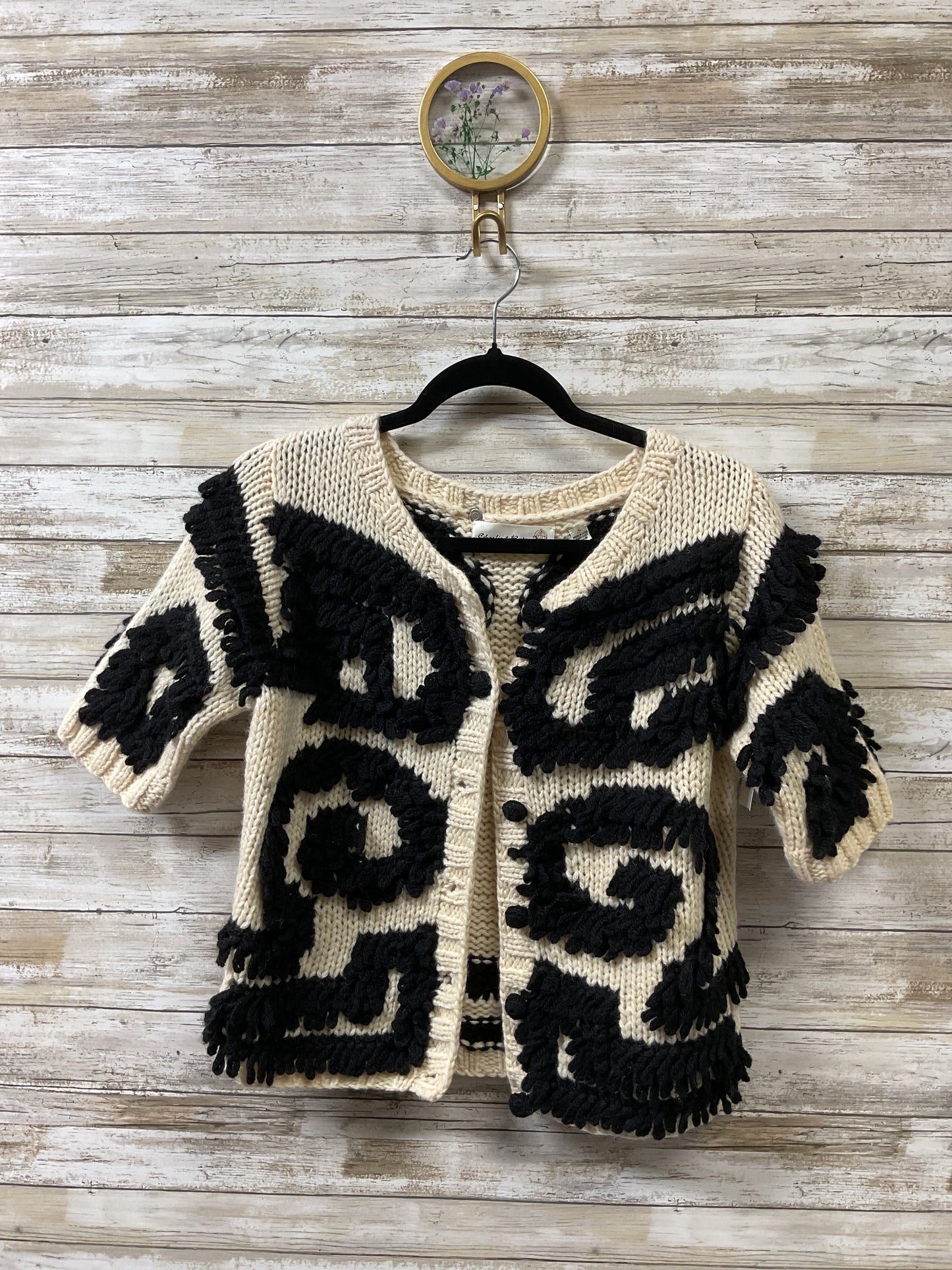 Sweater Cardigan By Cmb In Black & Cream, Size:S