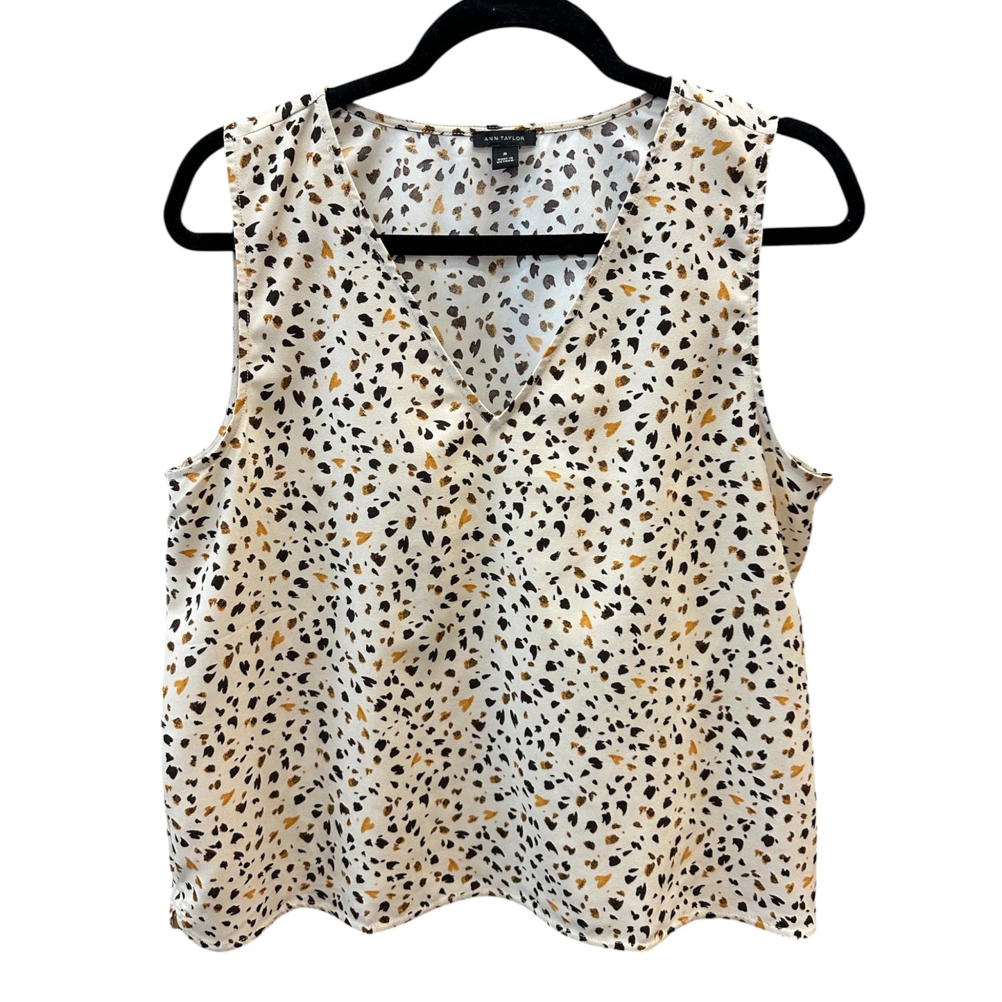 Blouse Sleeveless By Ann Taylor In Brown & Cream, Size:M