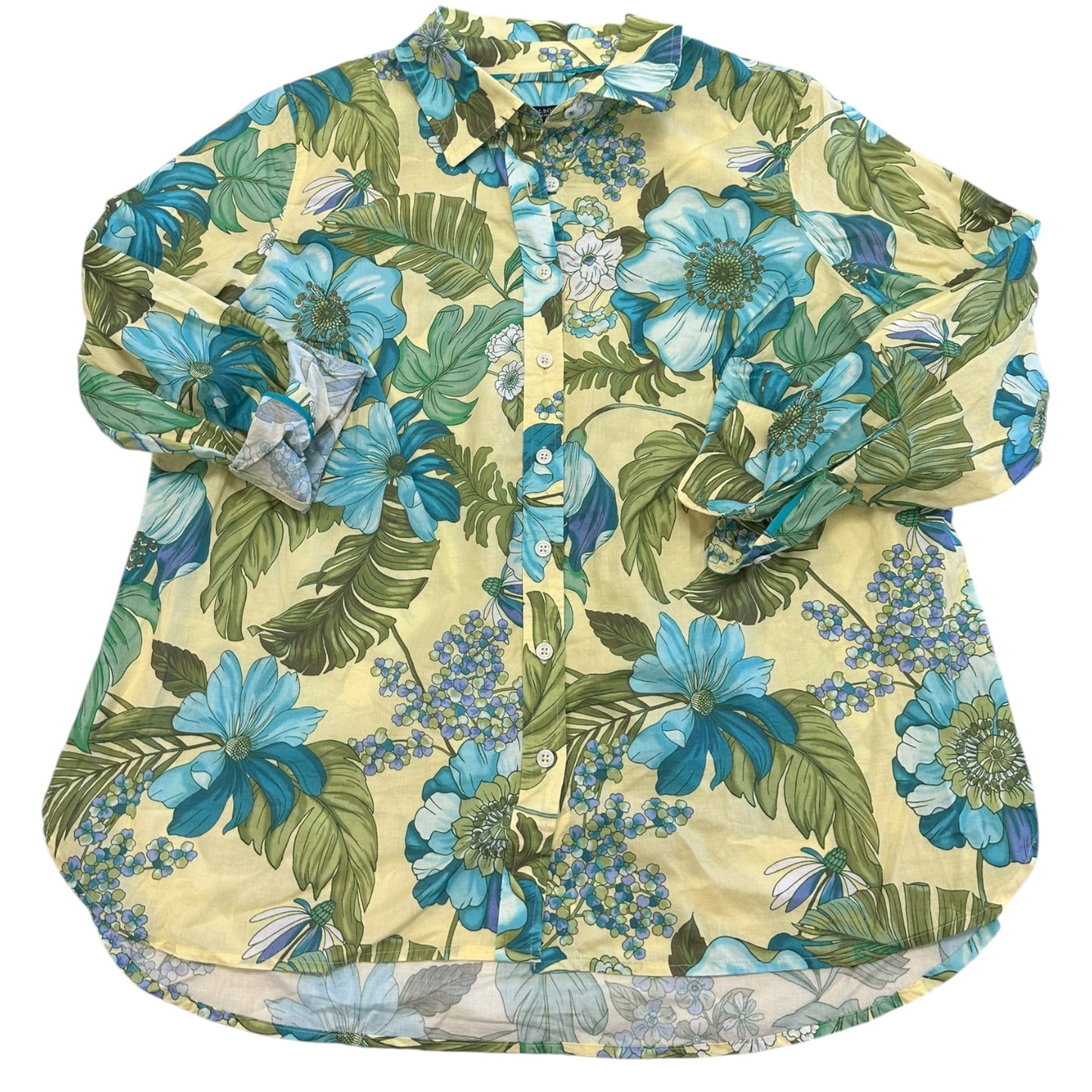 Top Ls By Talbots In Blue & Yellow, Size:1X
