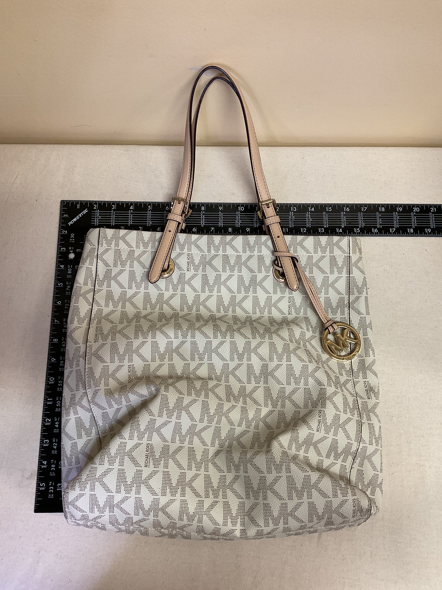 Handbag Designer By Michael Kors In Cream, Size:Large