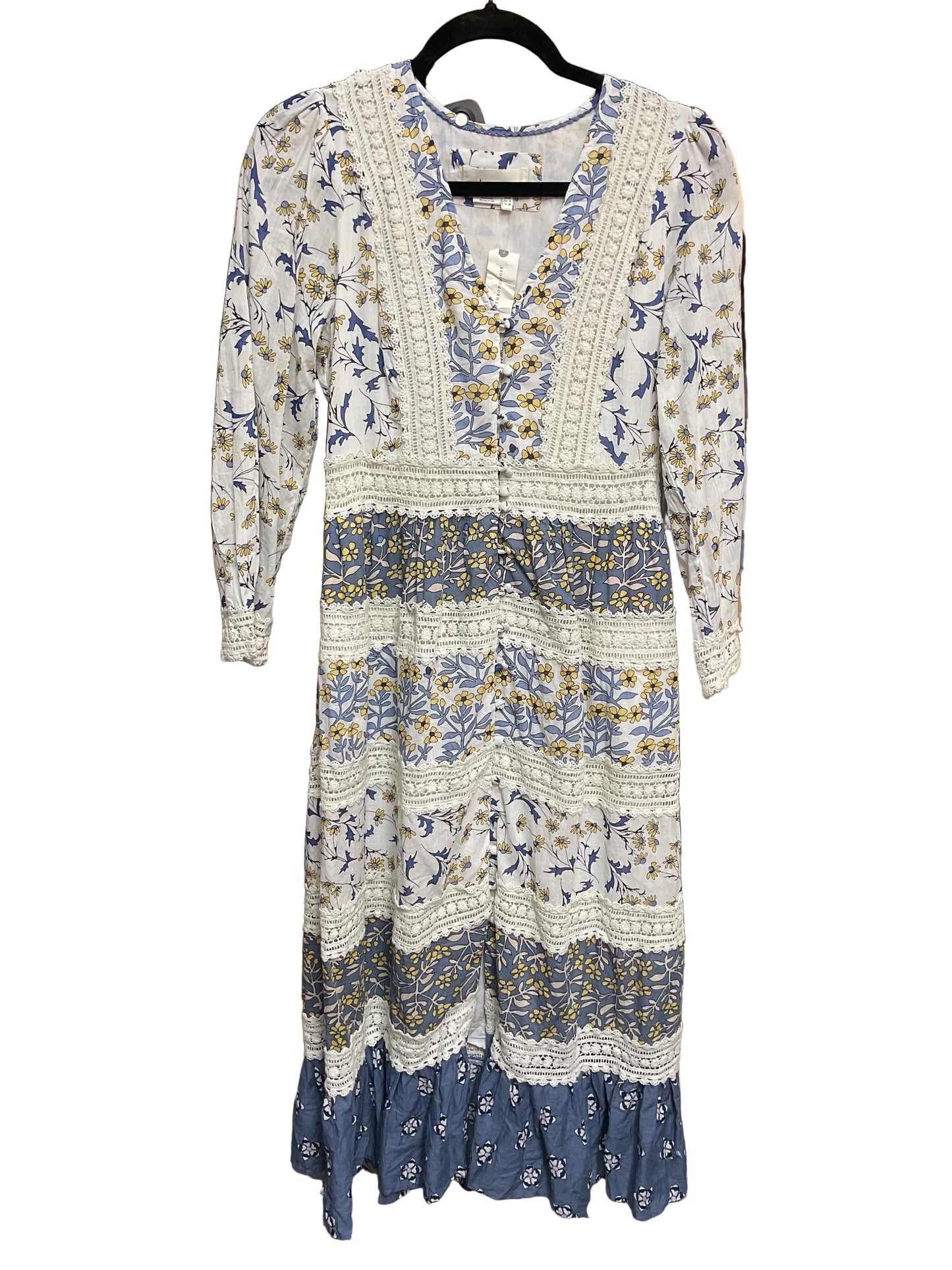 Dress Casual Maxi By Anthropologie In Blue & Yellow, Size:6