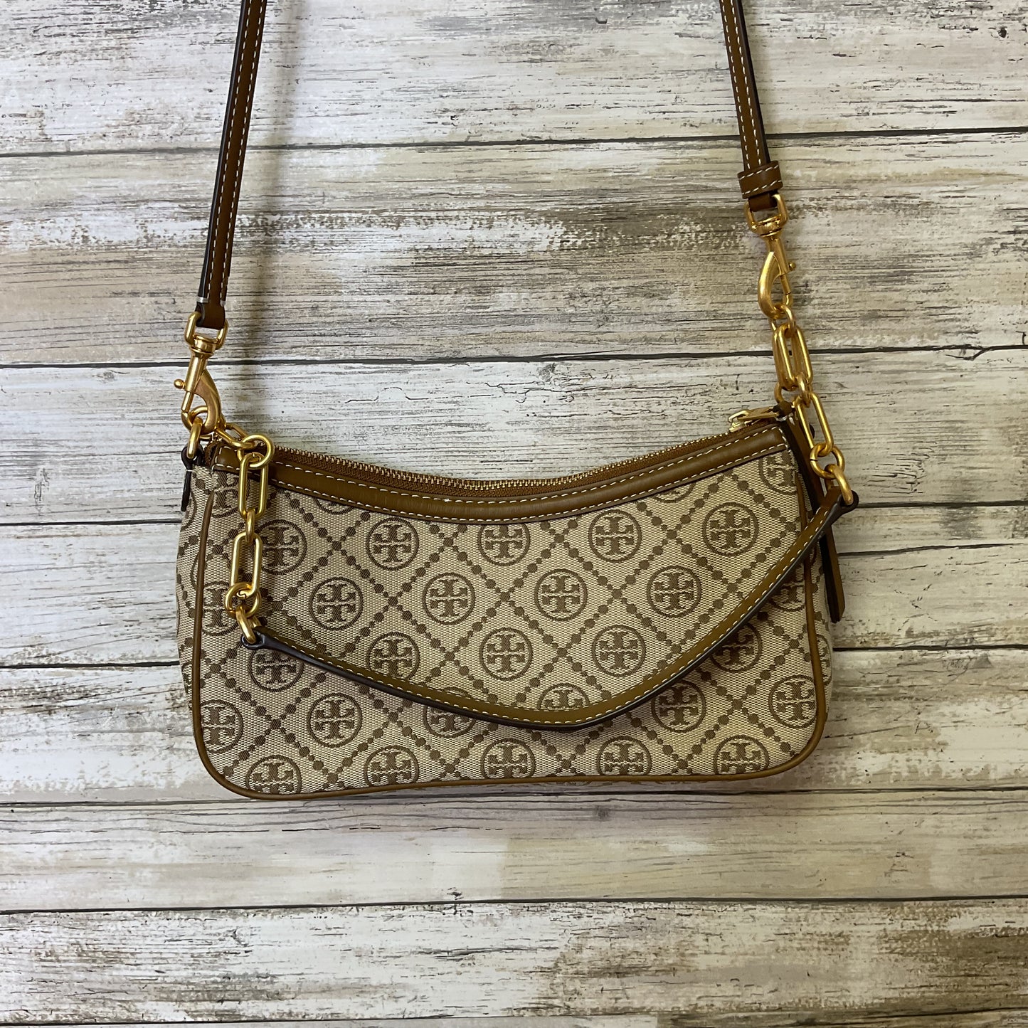 Crossbody Designer By Tory Burch In Brown, Size:Small