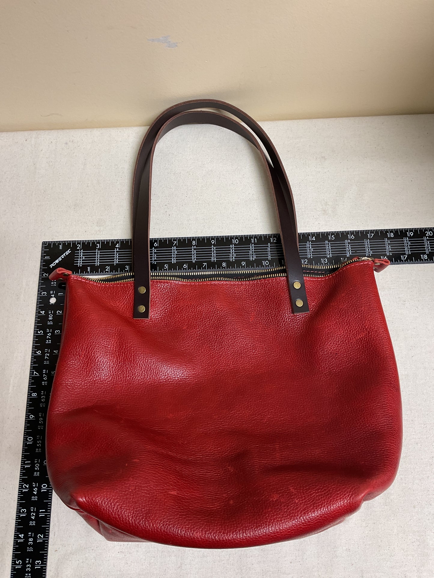 Handbag Leather By Portland Leather In Red, Size:Large