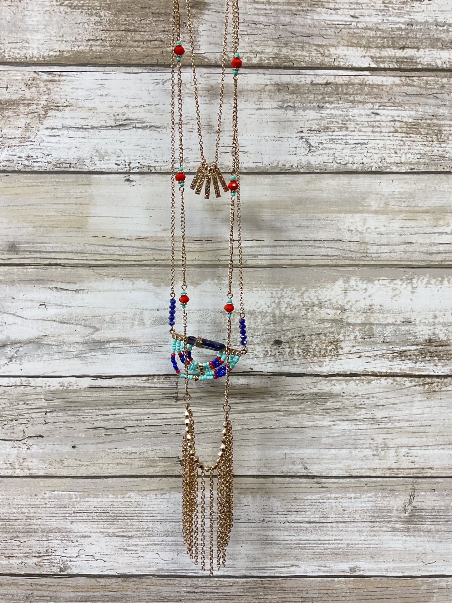 Necklace Layered By Clothes Mentor In Blue & Gold