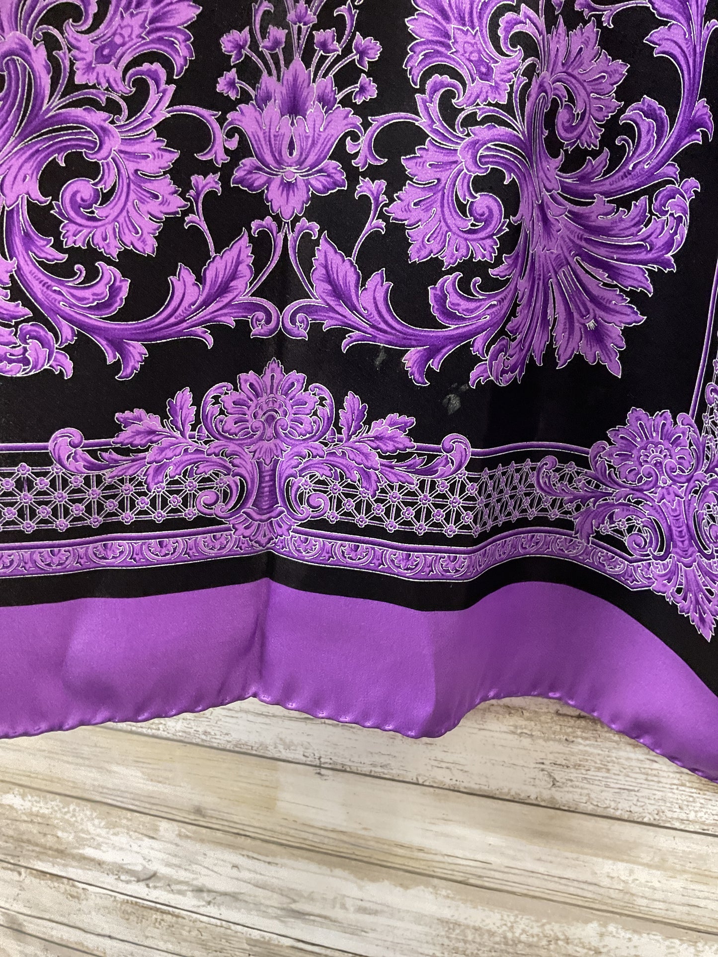 Scarf Luxury Designer By Versace In Black & Purple