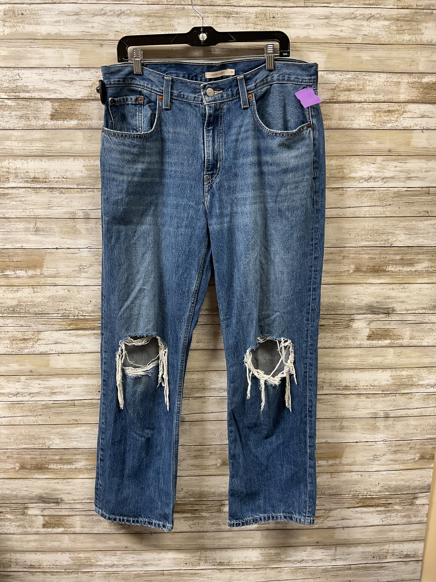 Jeans Straight By Levis In Blue Denim, Size:14