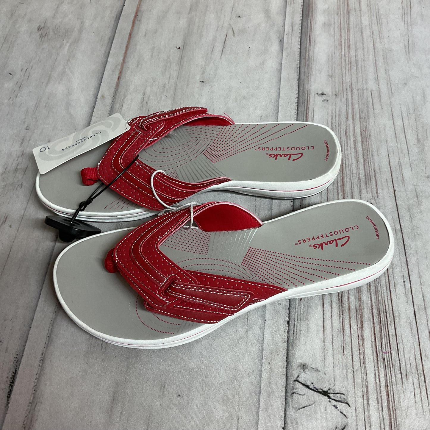 Sandals Flip Flops By Clarks In Red, Size:10