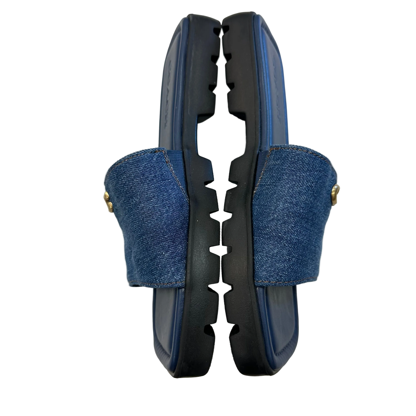 Sandals Designer By Coach In Blue Denim, Size:7