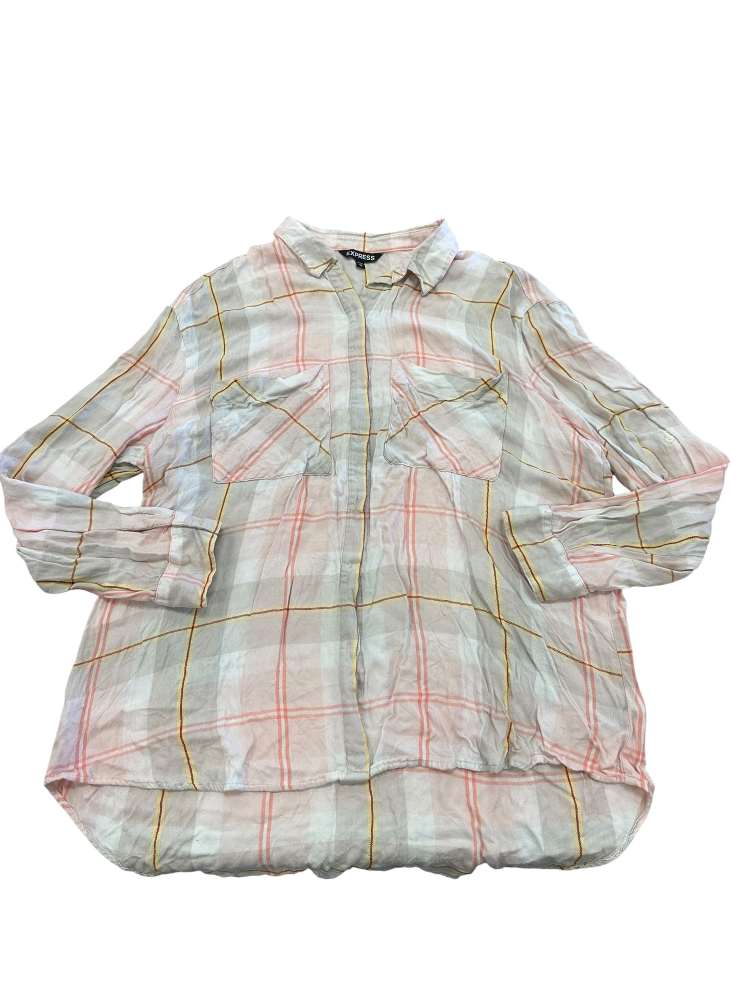 Top Ls By Express In Pink & Yellow, Size:Xl