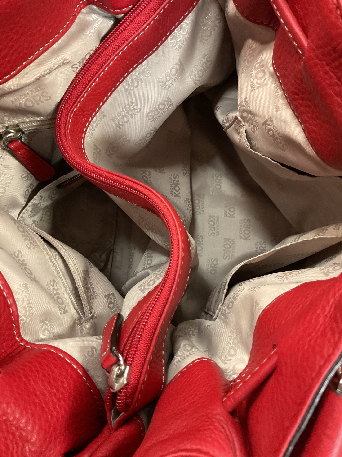 Handbag Designer By Michael Kors In Red, Size:Medium