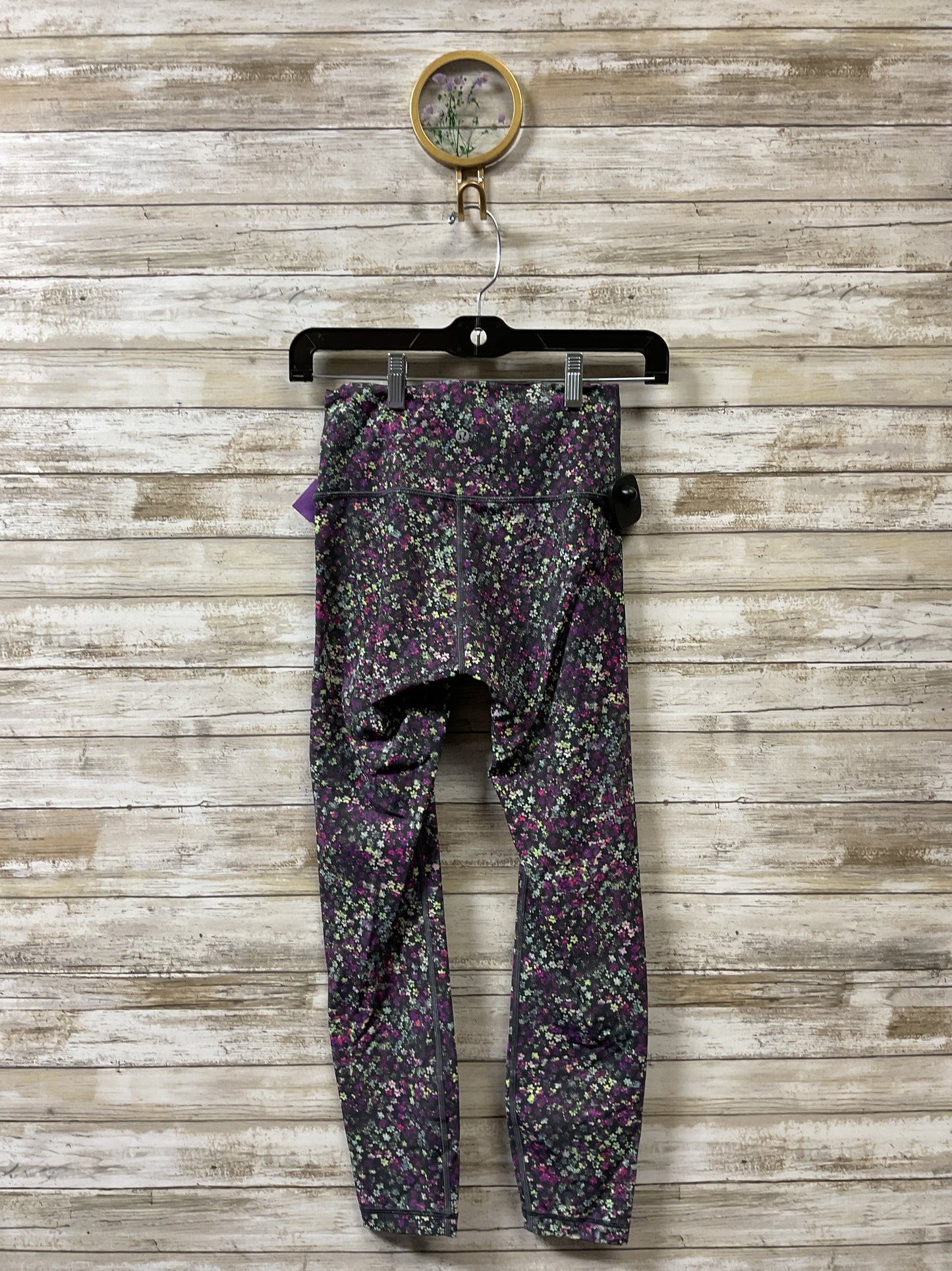 Athletic Leggings By Lululemon In Green & Purple, Size:4