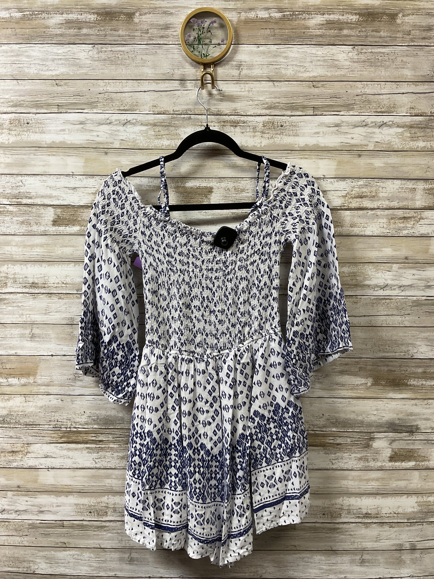 Dress Casual Short By Japna In Blue & White, Size:M