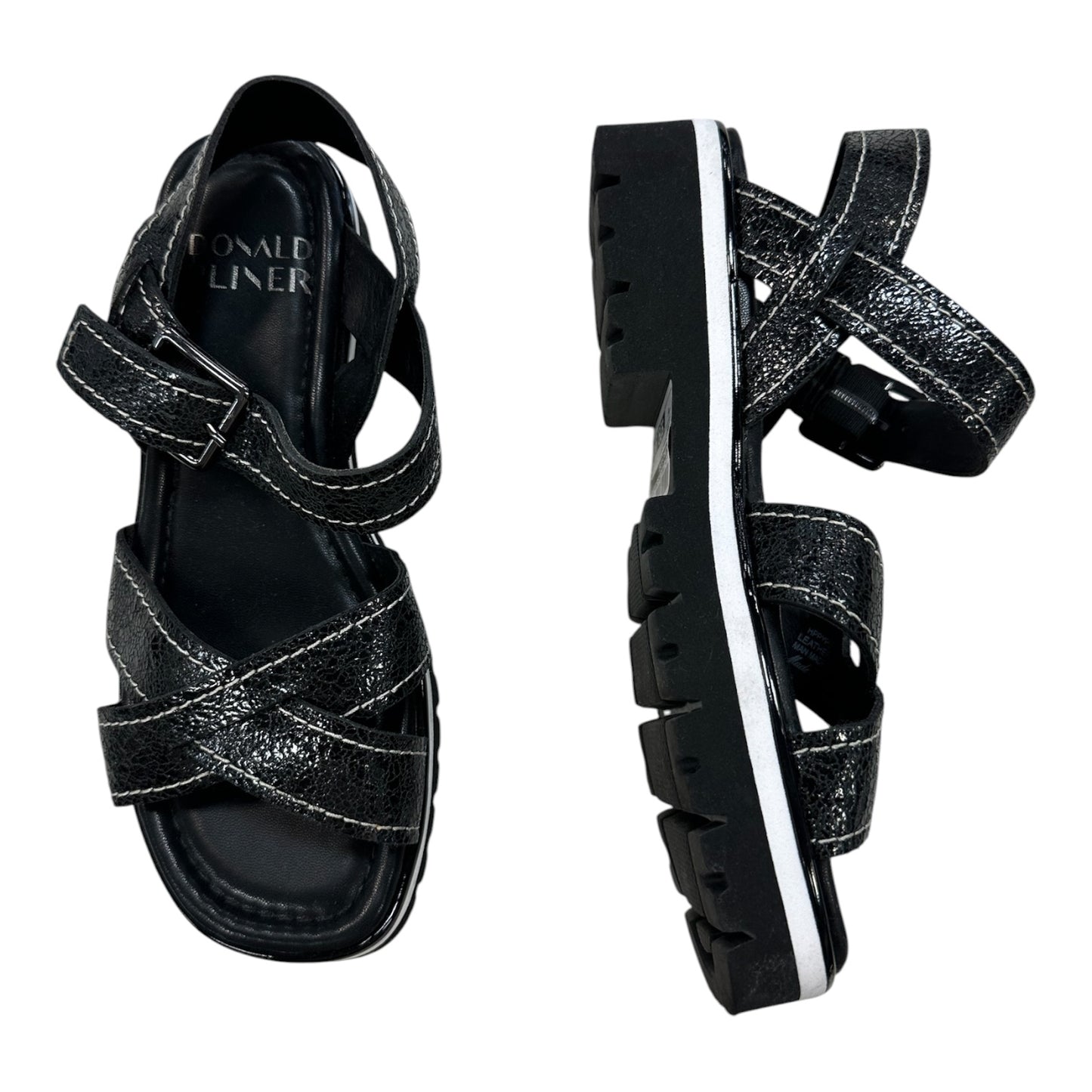 Sandals Flats By Donald Pliner In Black, Size:6