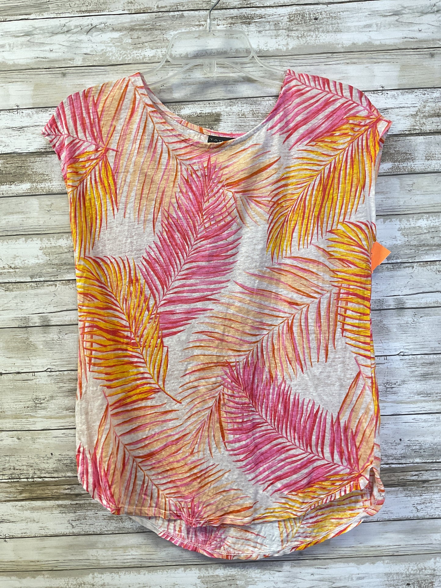 Top Ss By T Tahari In Pink & Yellow, Size:M