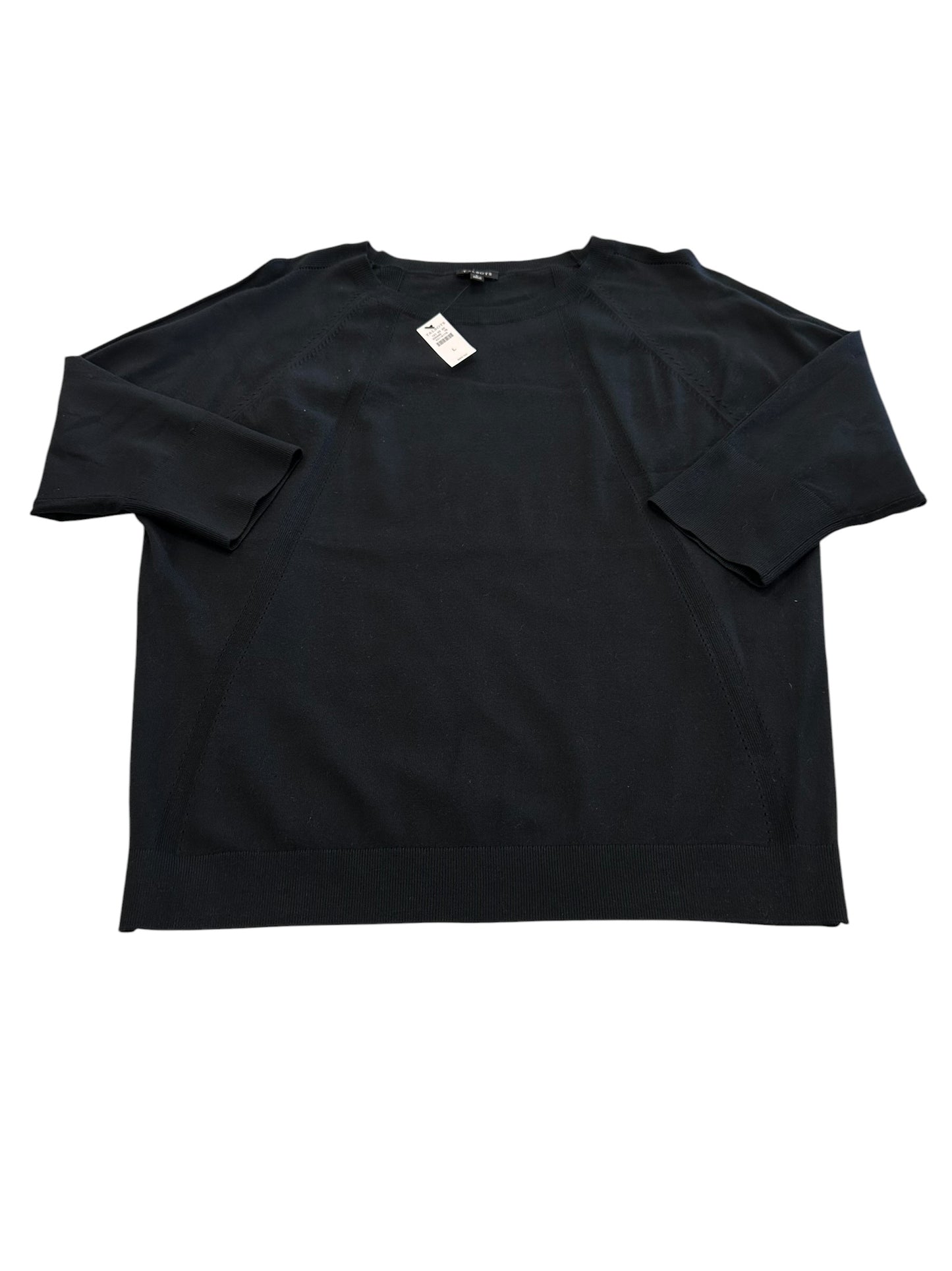 Top 3/4 Sleeve By Talbots In Black, Size:L