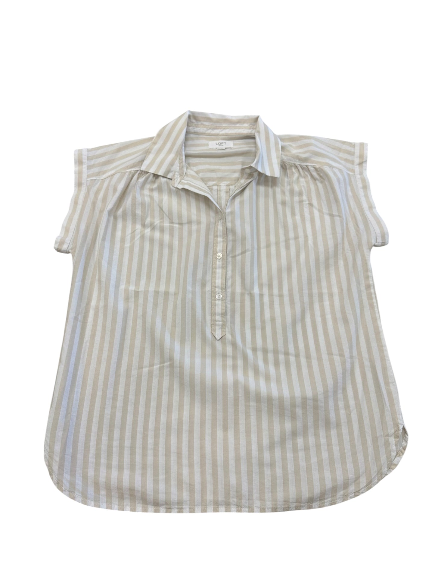 Top Ss By Loft In Tan & White, Size:Xs