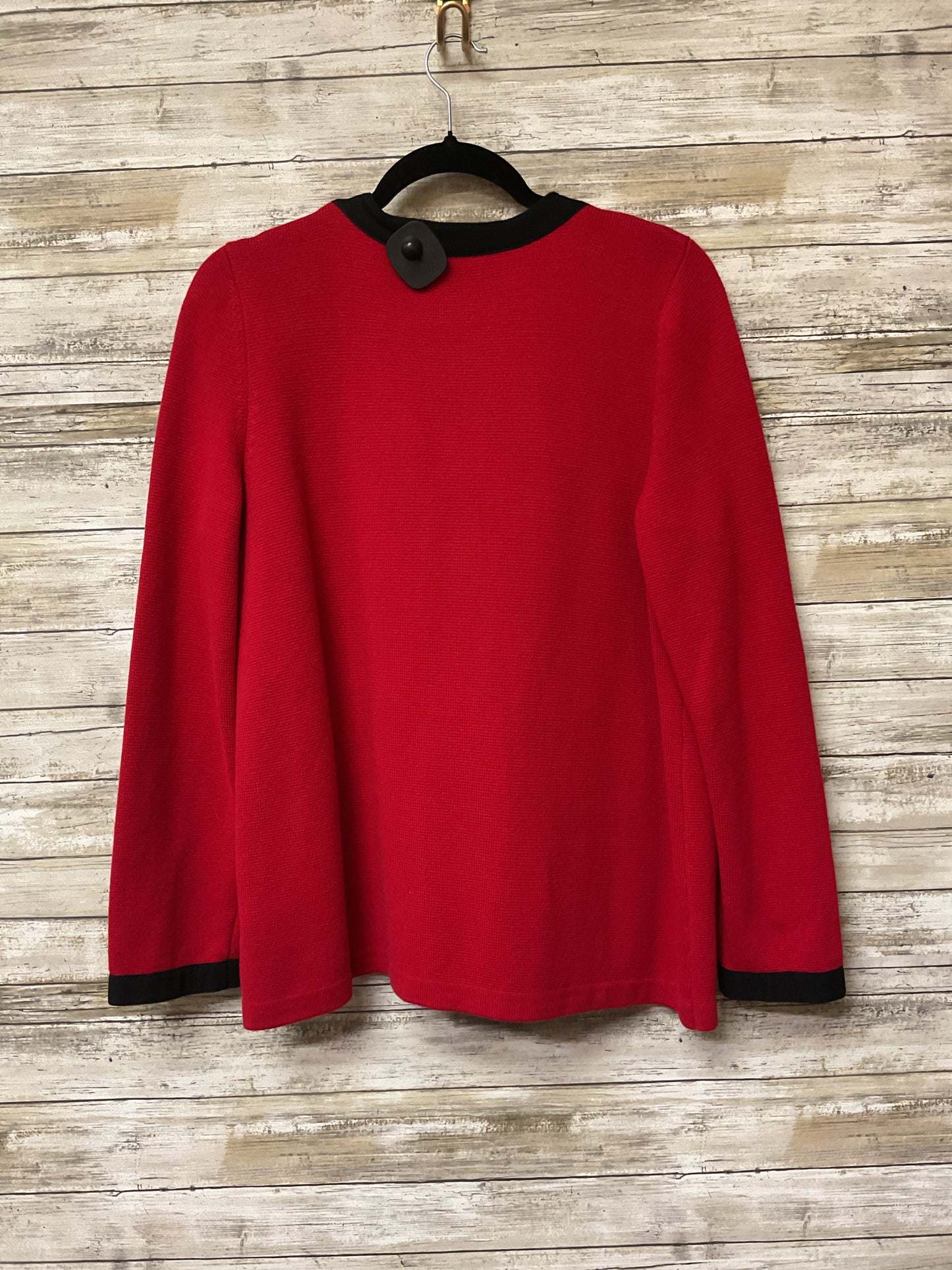 Sweater Cardigan By Talbots In Black & Red, Size:1X
