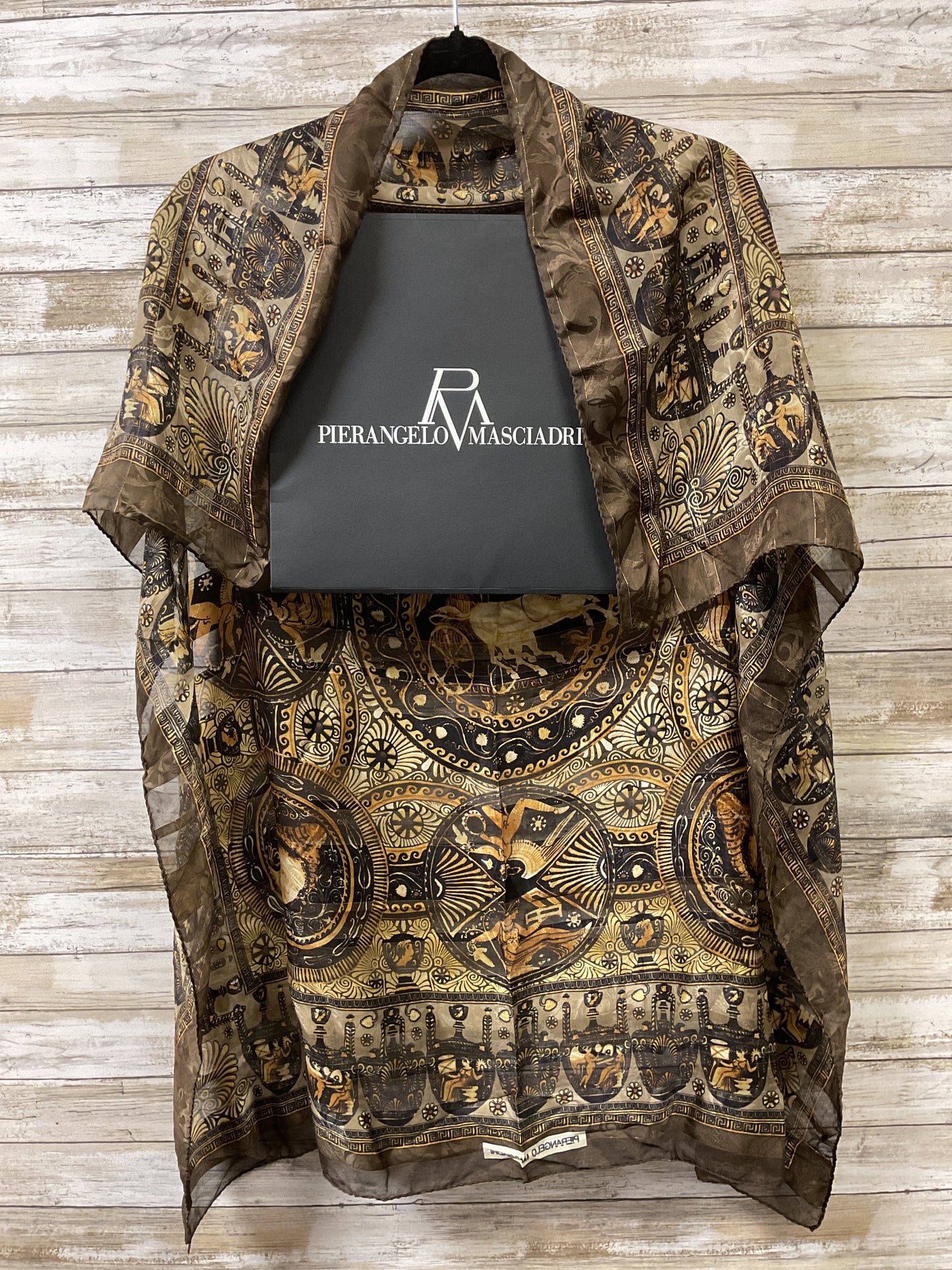 Scarf Square By Cma In Brown & Gold