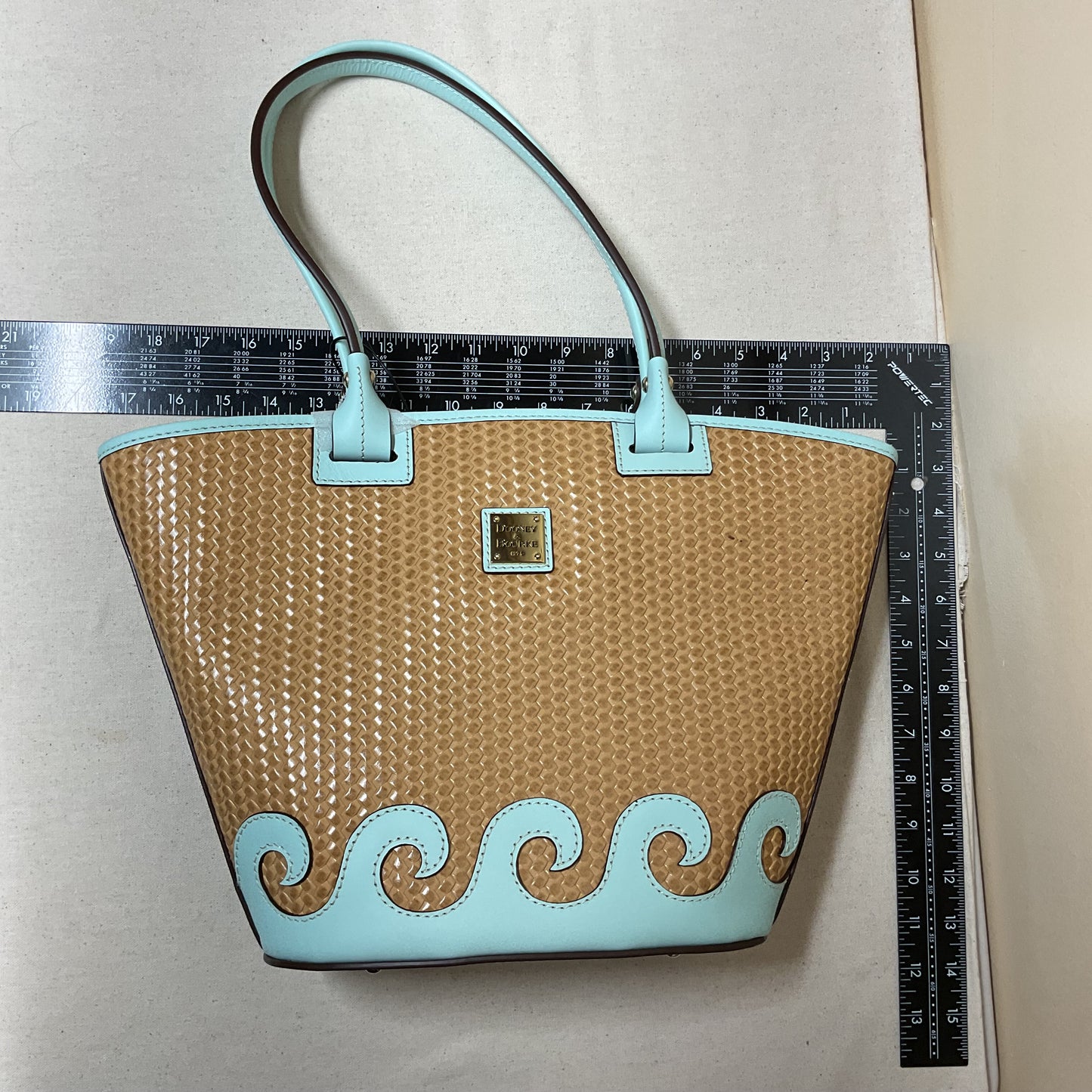 Handbag Designer By Dooney And Bourke In Blue & Brown, Size:Medium