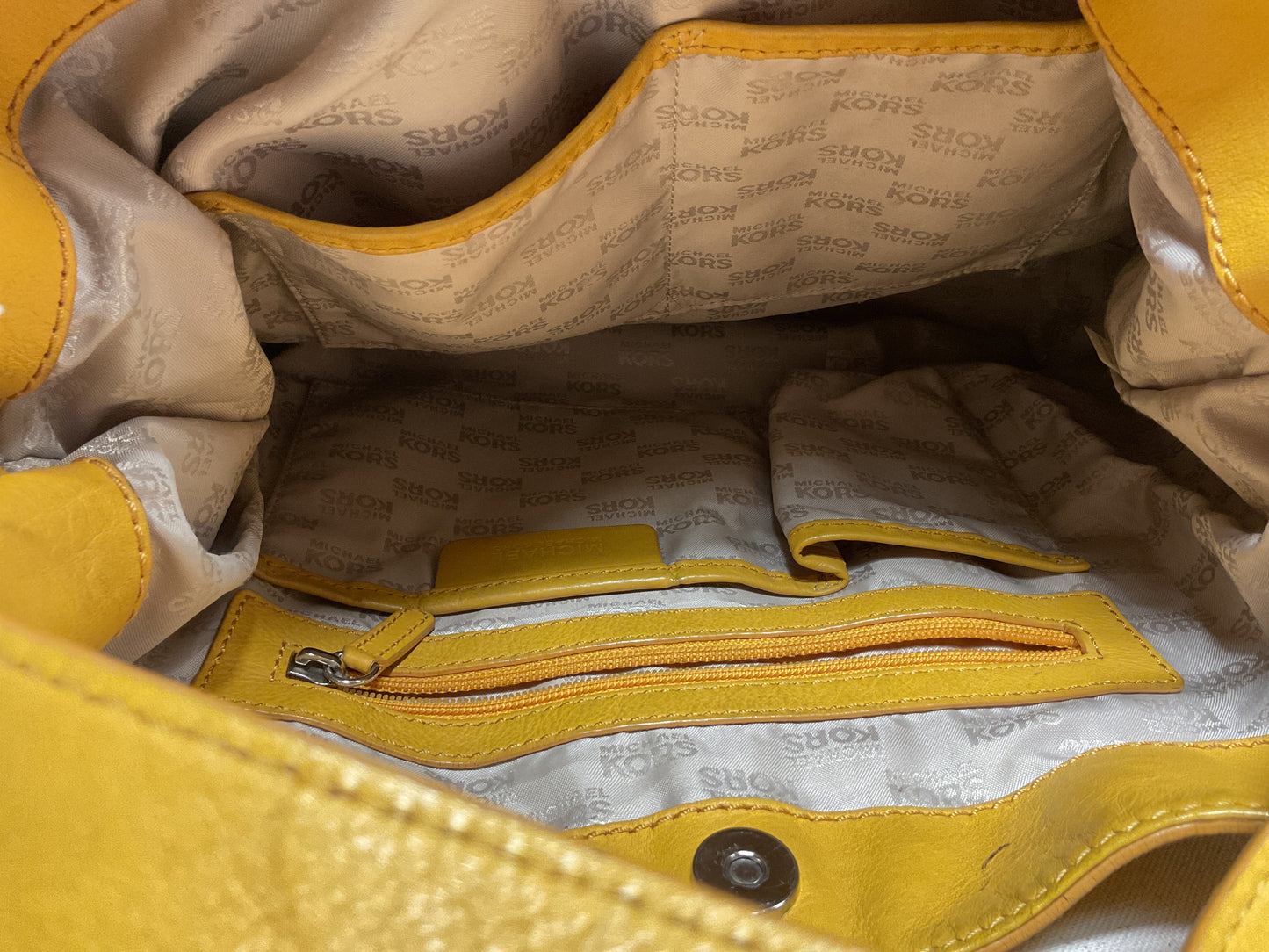 Handbag Leather By Michael By Michael Kors In Yellow, Size:Large