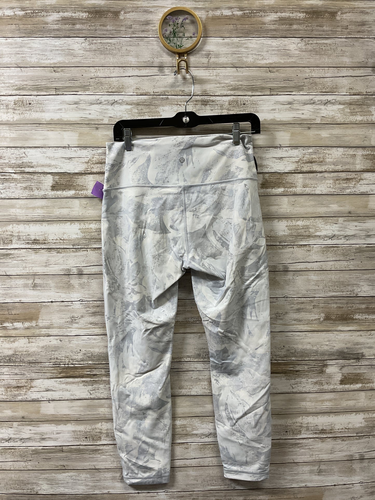 Athletic Leggings By Lululemon In Grey & White, Size:10