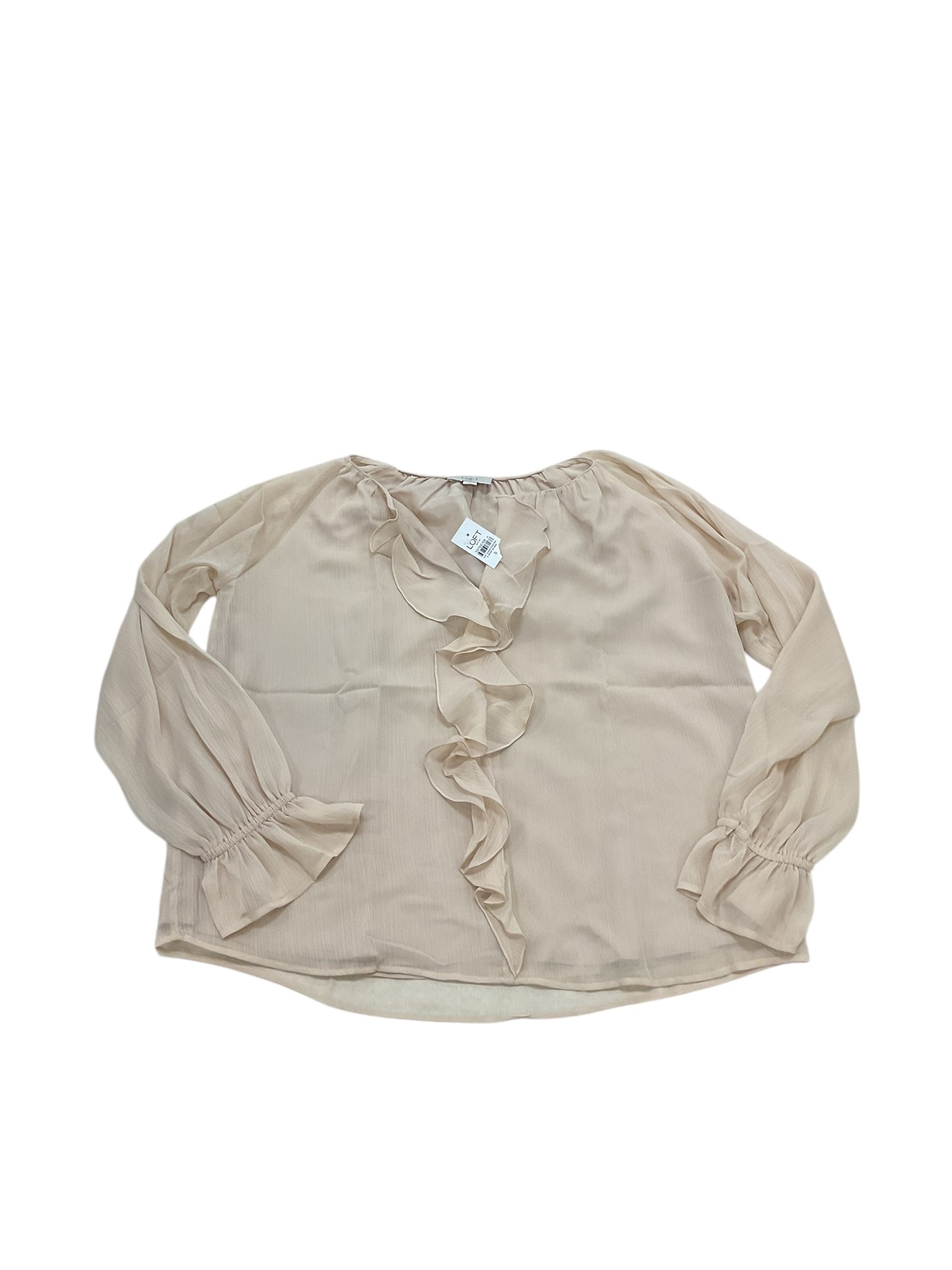 Blouse Ls By Loft In Beige, Size:S