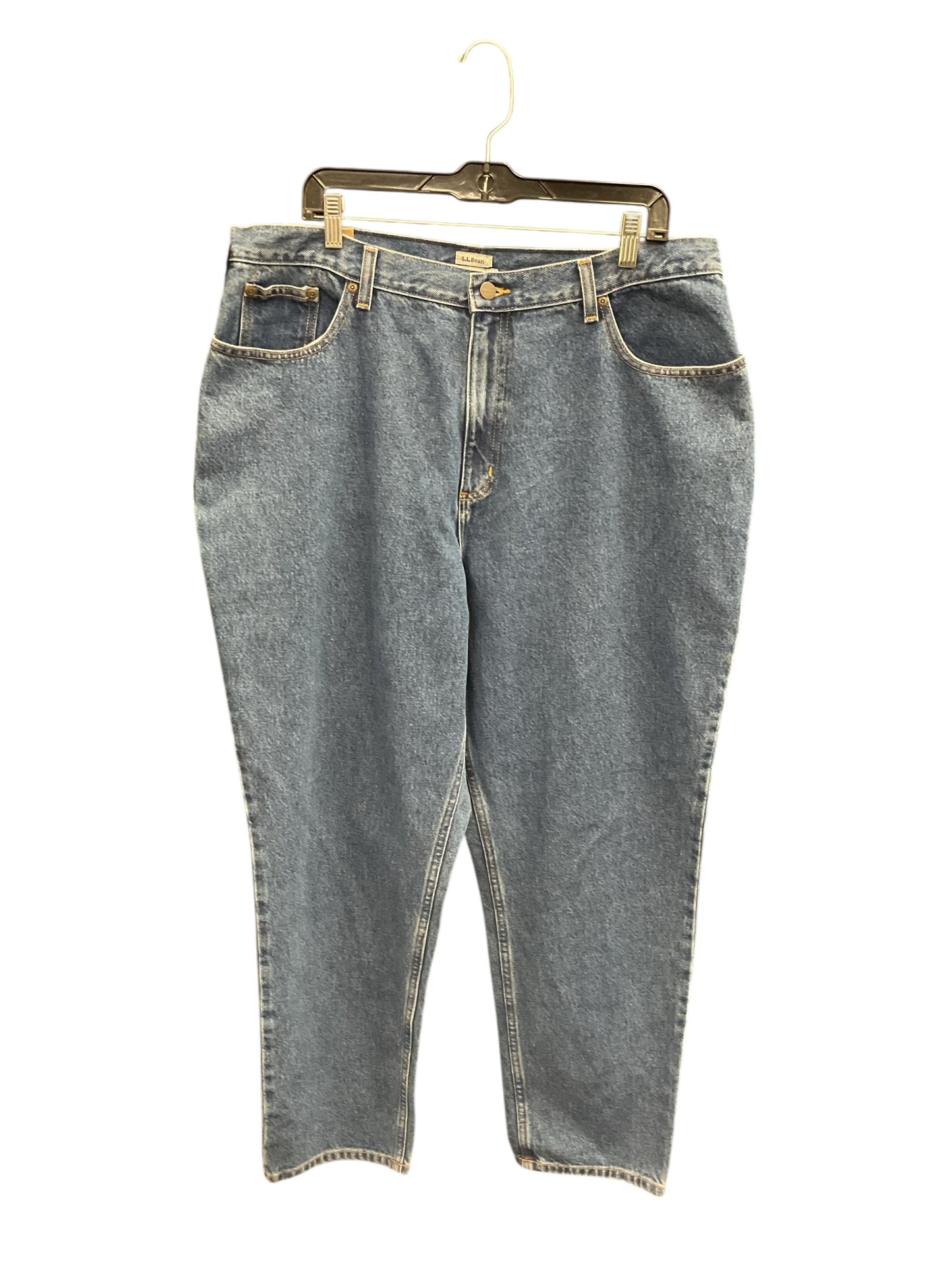 Jeans Straight By L.L. Bean In Blue Denim, Size:18