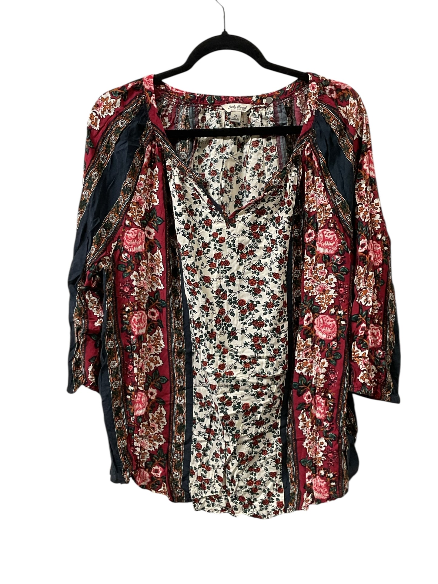 Top Ls By Lucky Brand In Floral Print, Size:2X