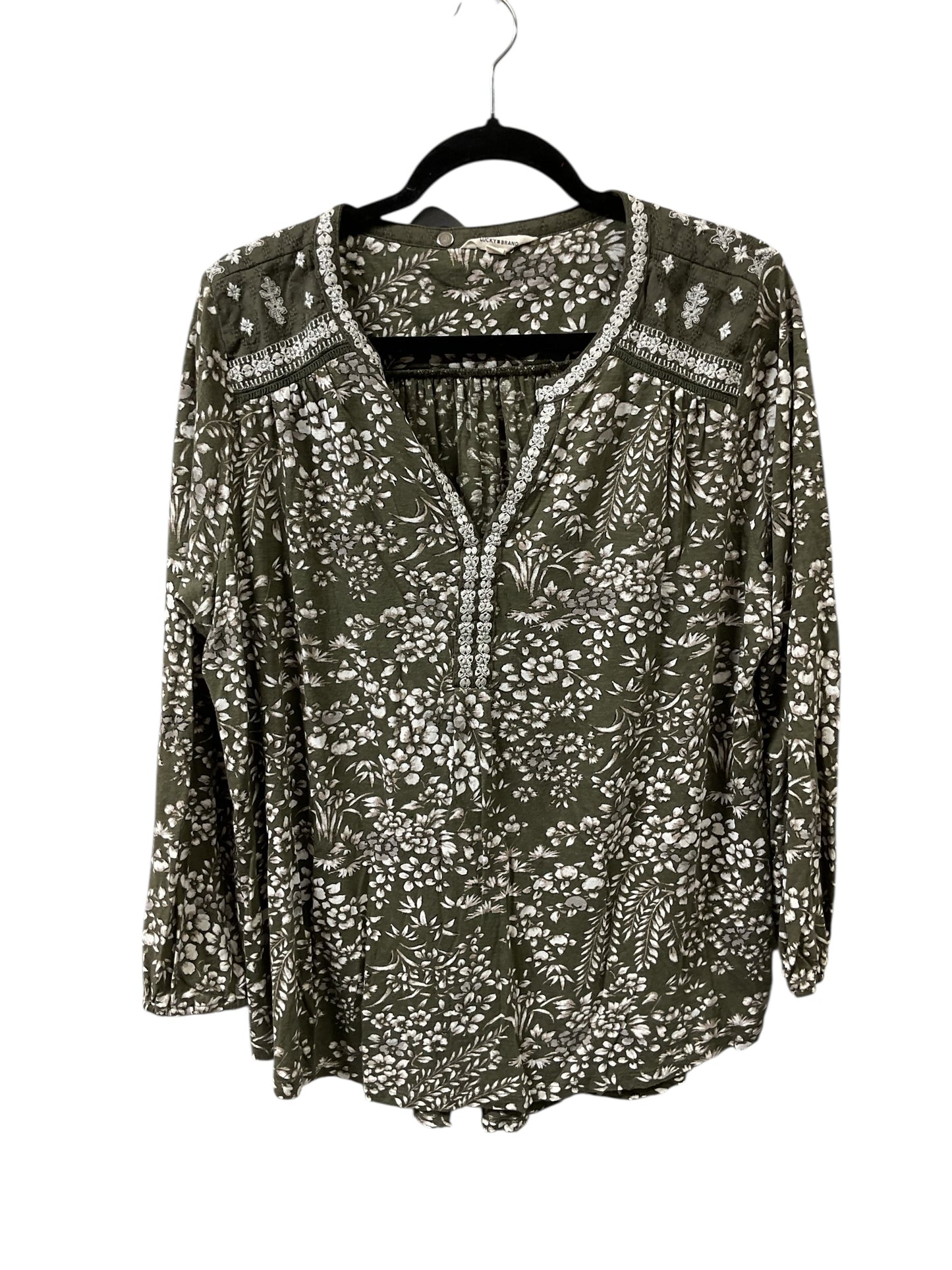 Top Ls By Lucky Brand In Green & White, Size:1X