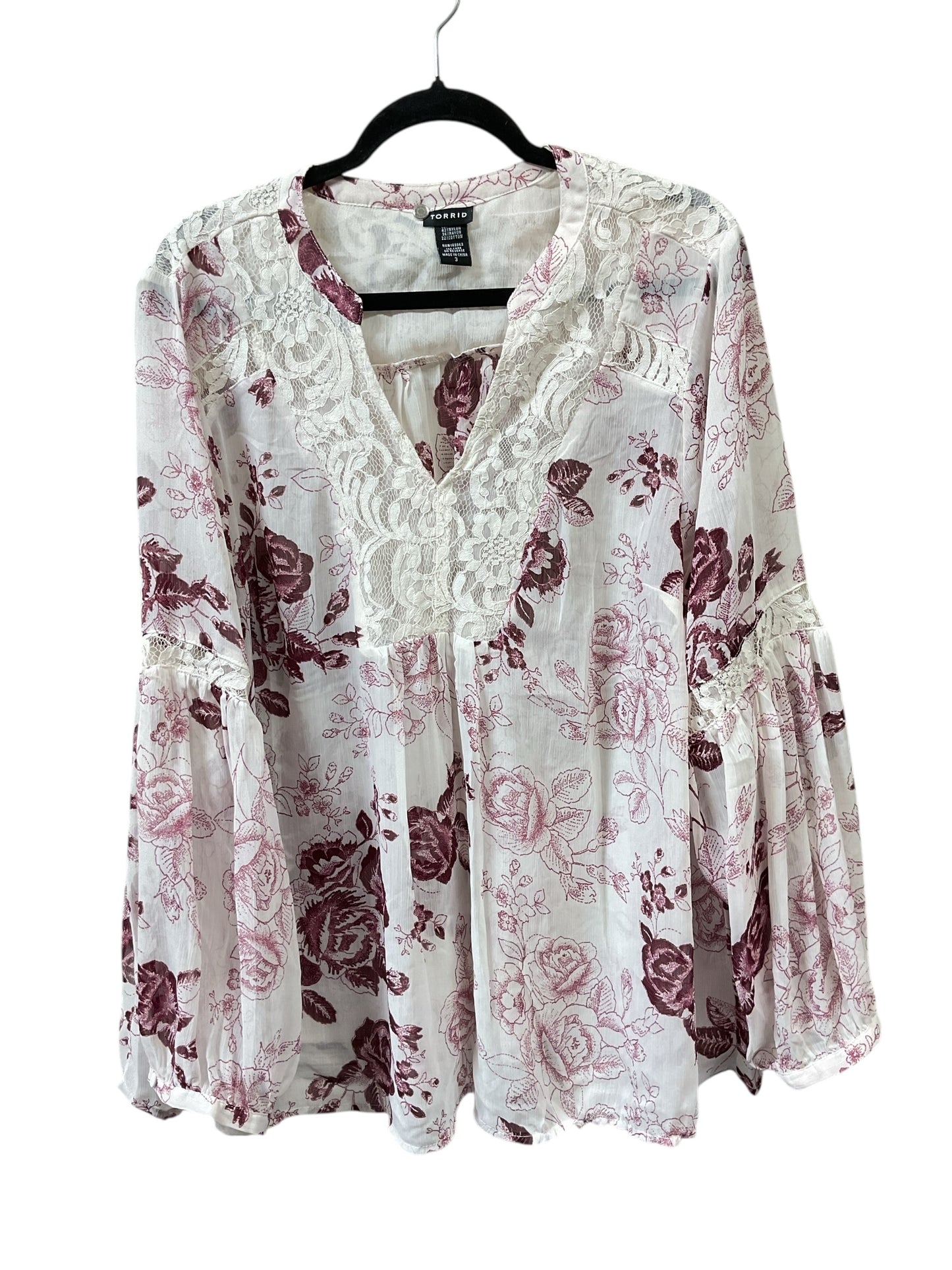 Top Ls By Torrid In Purple & White, Size:3X