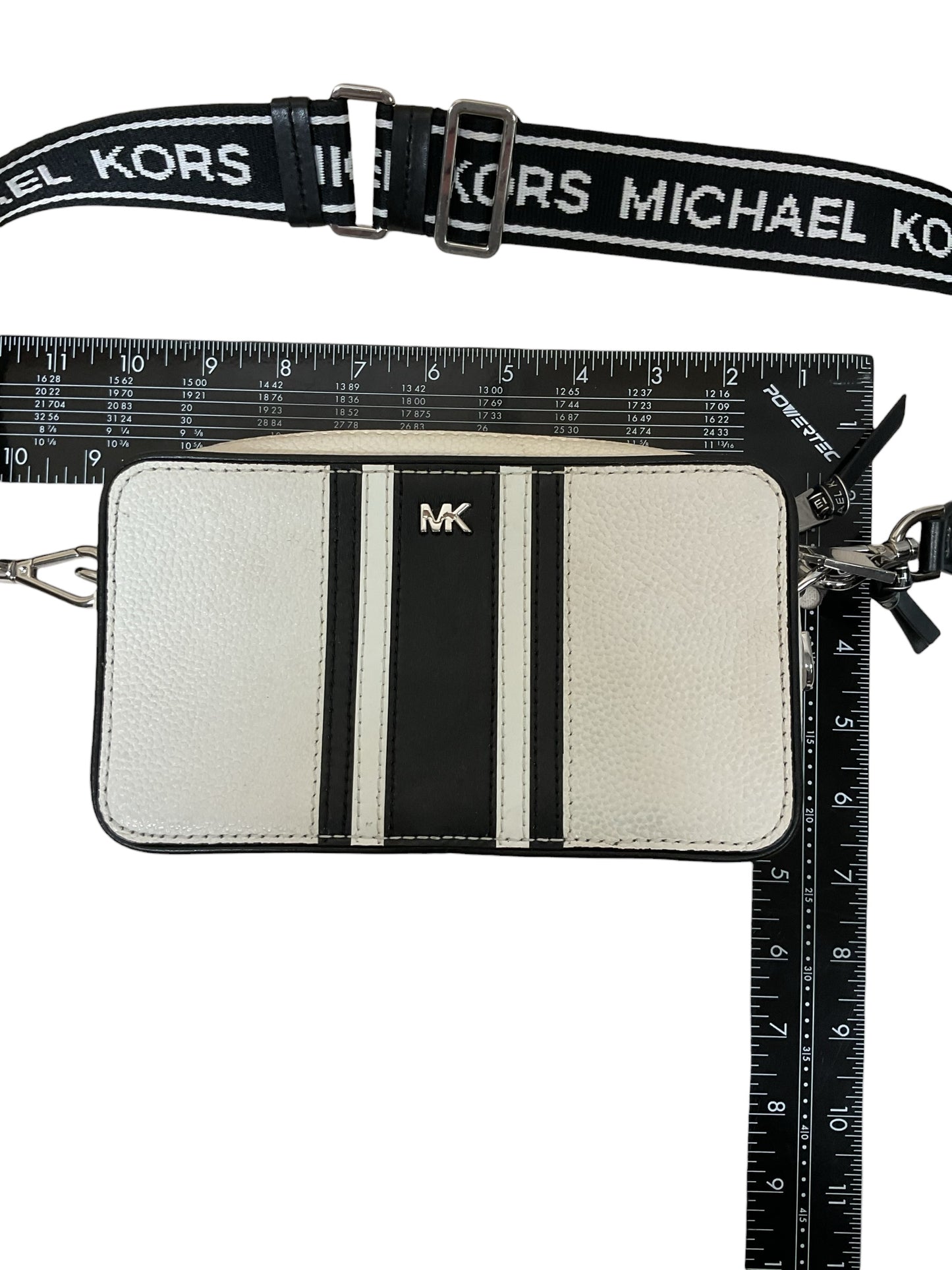 Crossbody Designer By Michael Kors In Black & White, Size:Small