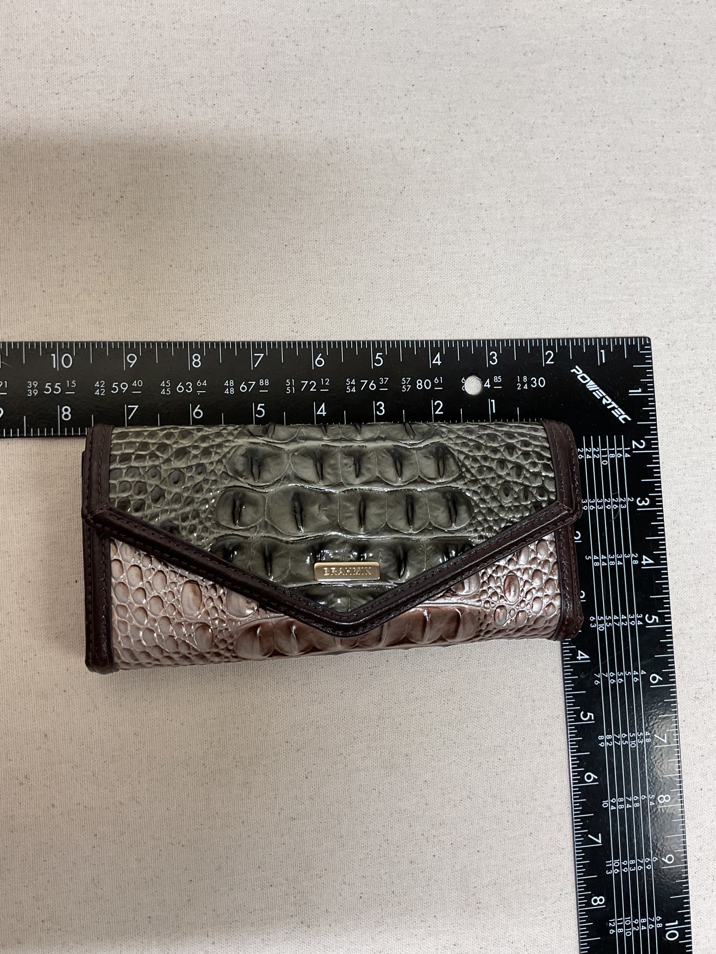 Wallet Designer By Brahmin In Green & Tan, Size:Large