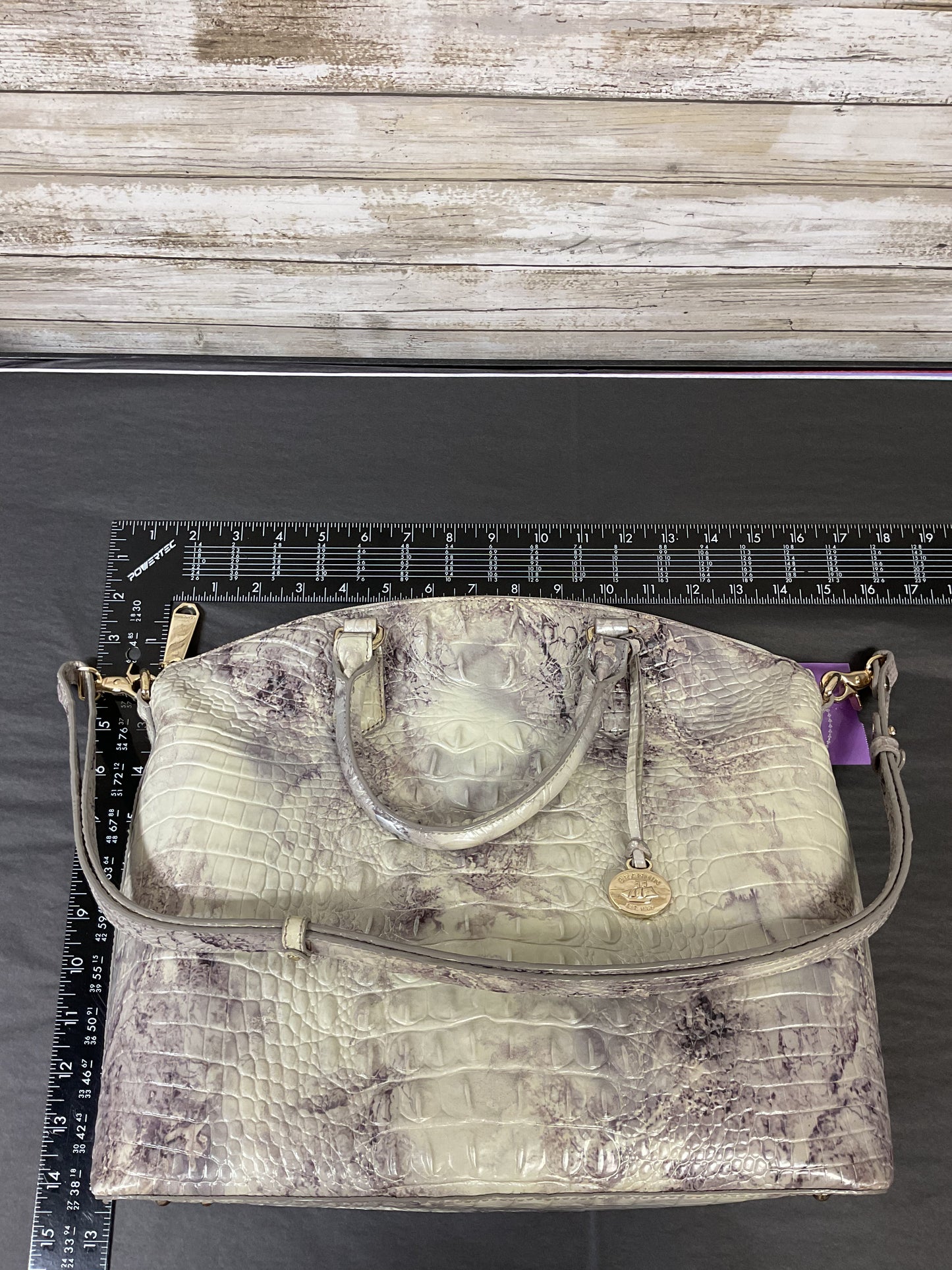 Handbag Designer By Brahmin In Black & White, Size:Large